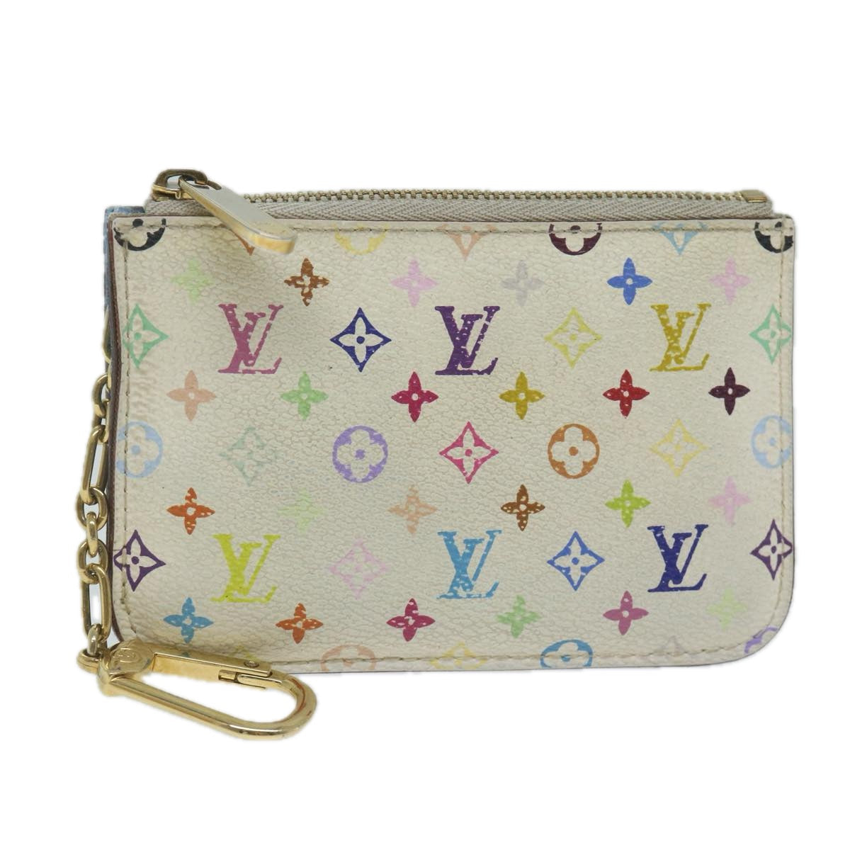 LOUIS VUITTON Multicolor Pochette Cles NM Coin Purse White M93734 LV 62241