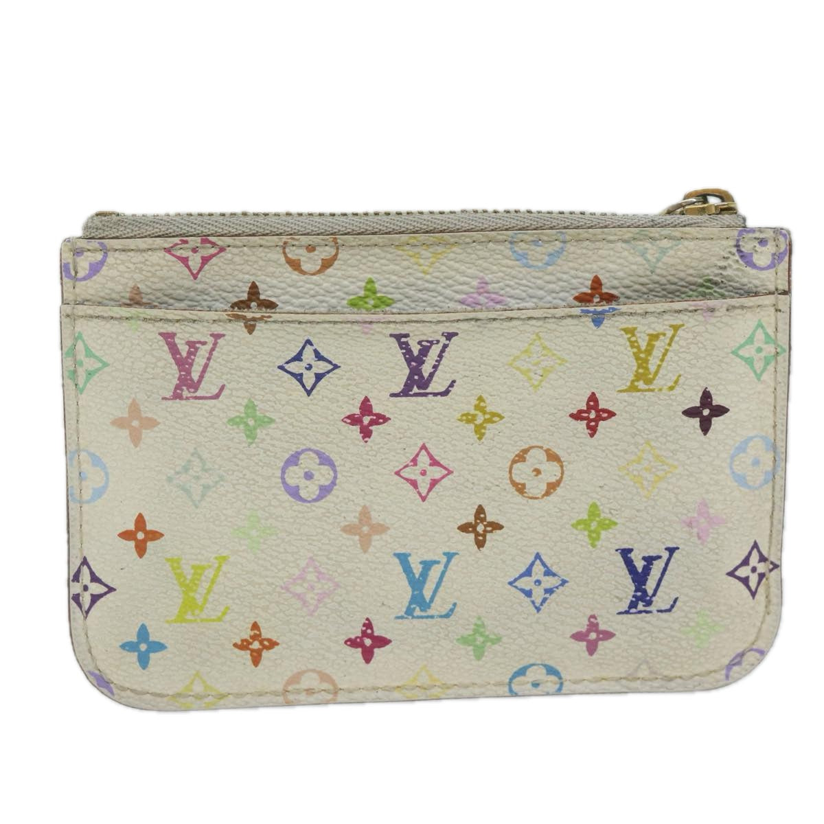 LOUIS VUITTON Multicolor Pochette Cles NM Coin Purse White M93734 LV 62241