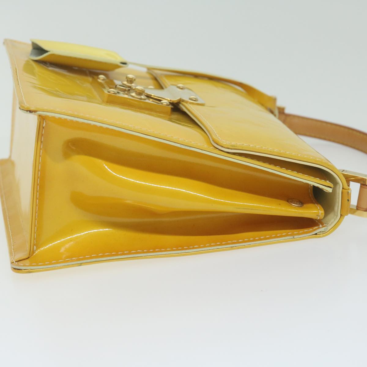 LOUIS VUITTON Monogram Vernis Spring Street Bag Lime Yellow M91068 LV 62268