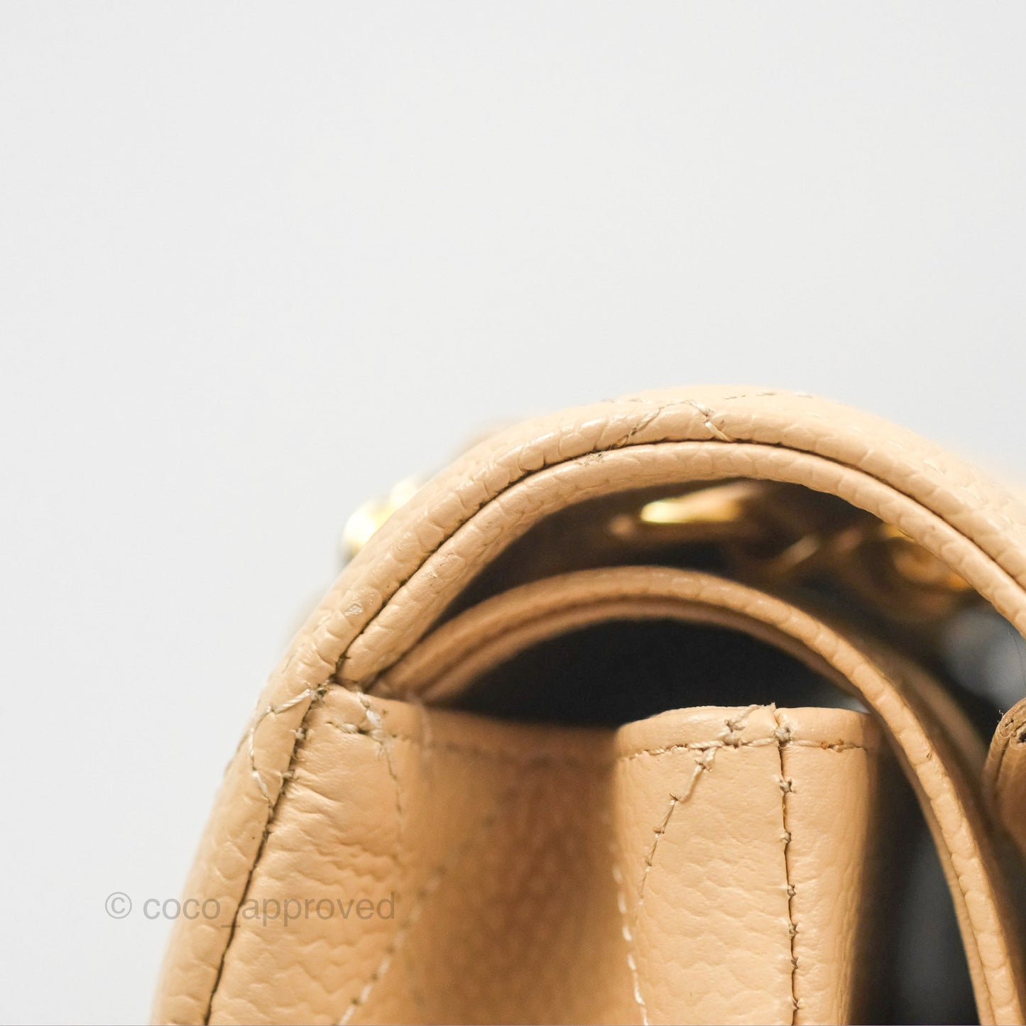 Chanel Classic M/L Medium Flap Quilted Beige Caviar Gold Hardware