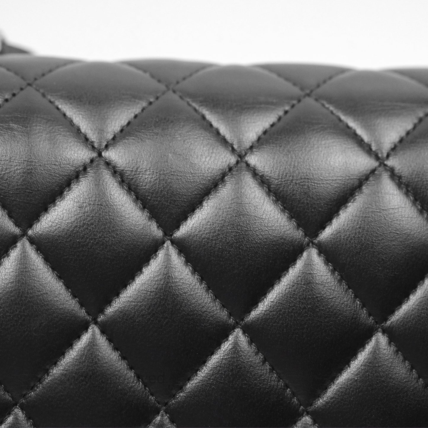 Chanel Classic M/L Medium Flap Quilted Black Lambskin Silver Hardware