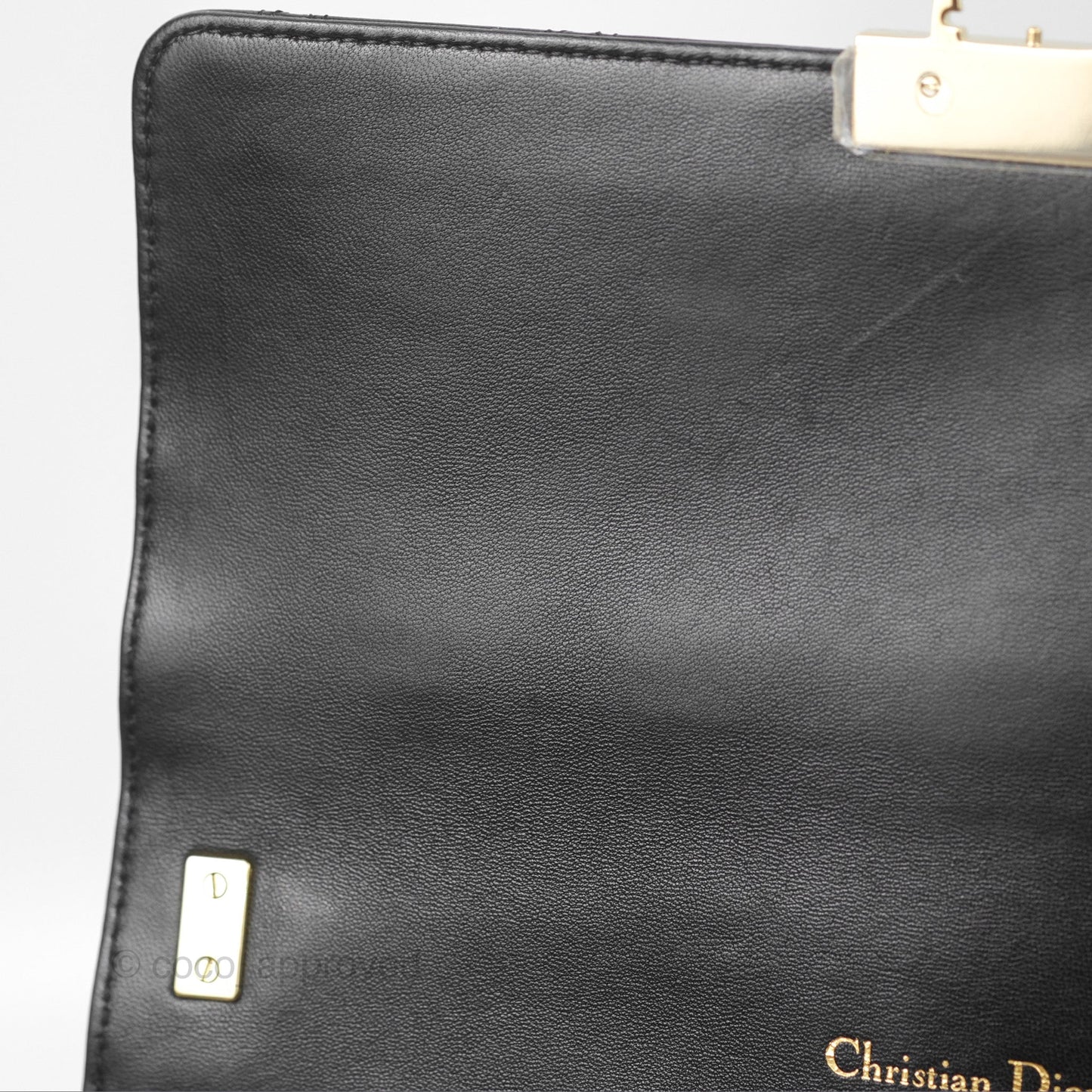 Chanel Medium Miss Dior Flap Bag Black Cannage Lambskin Gold Hardware