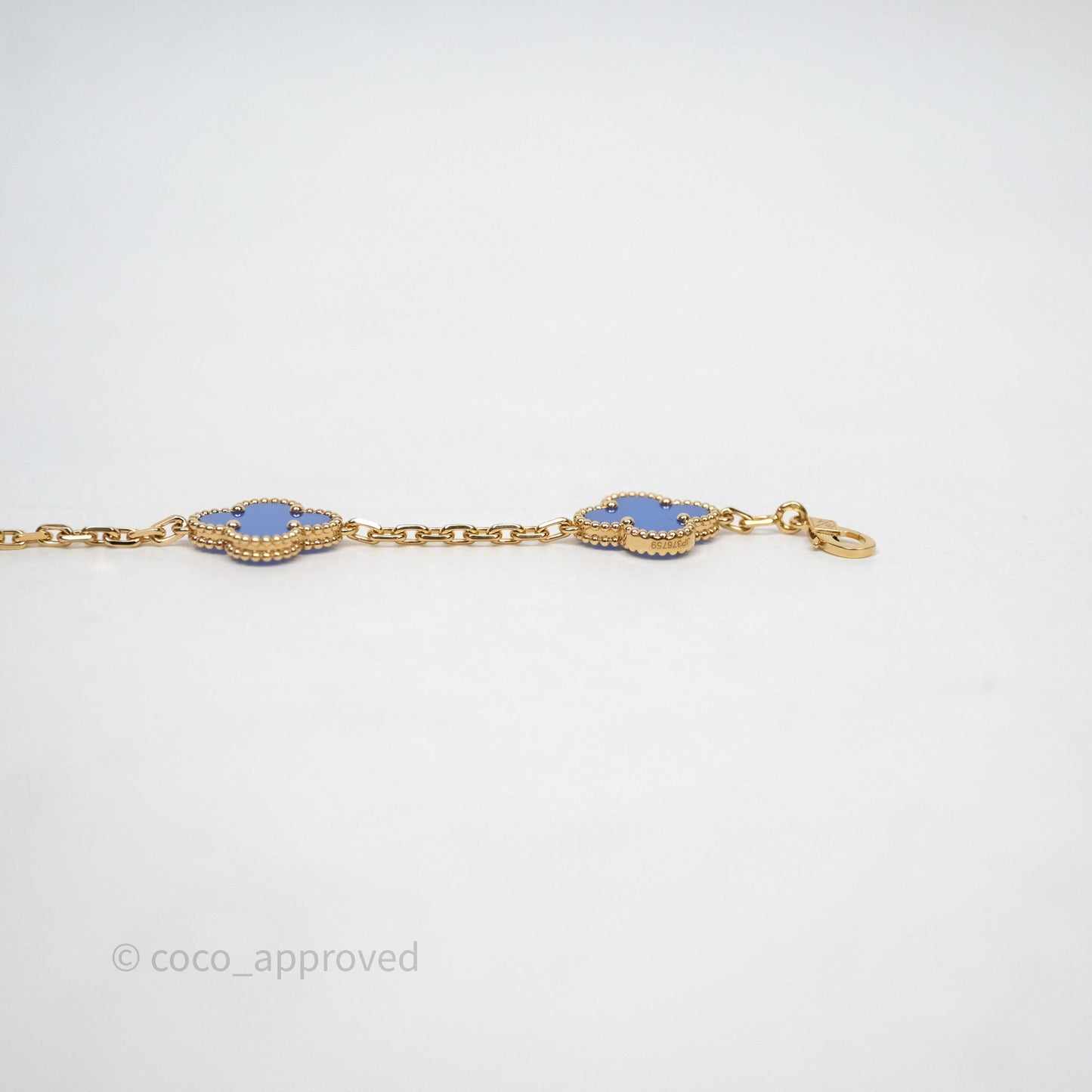 Van Cleef & Arpels Vintage Alhambra 5 Motifs Blue Agate Yellow Gold Bracelet