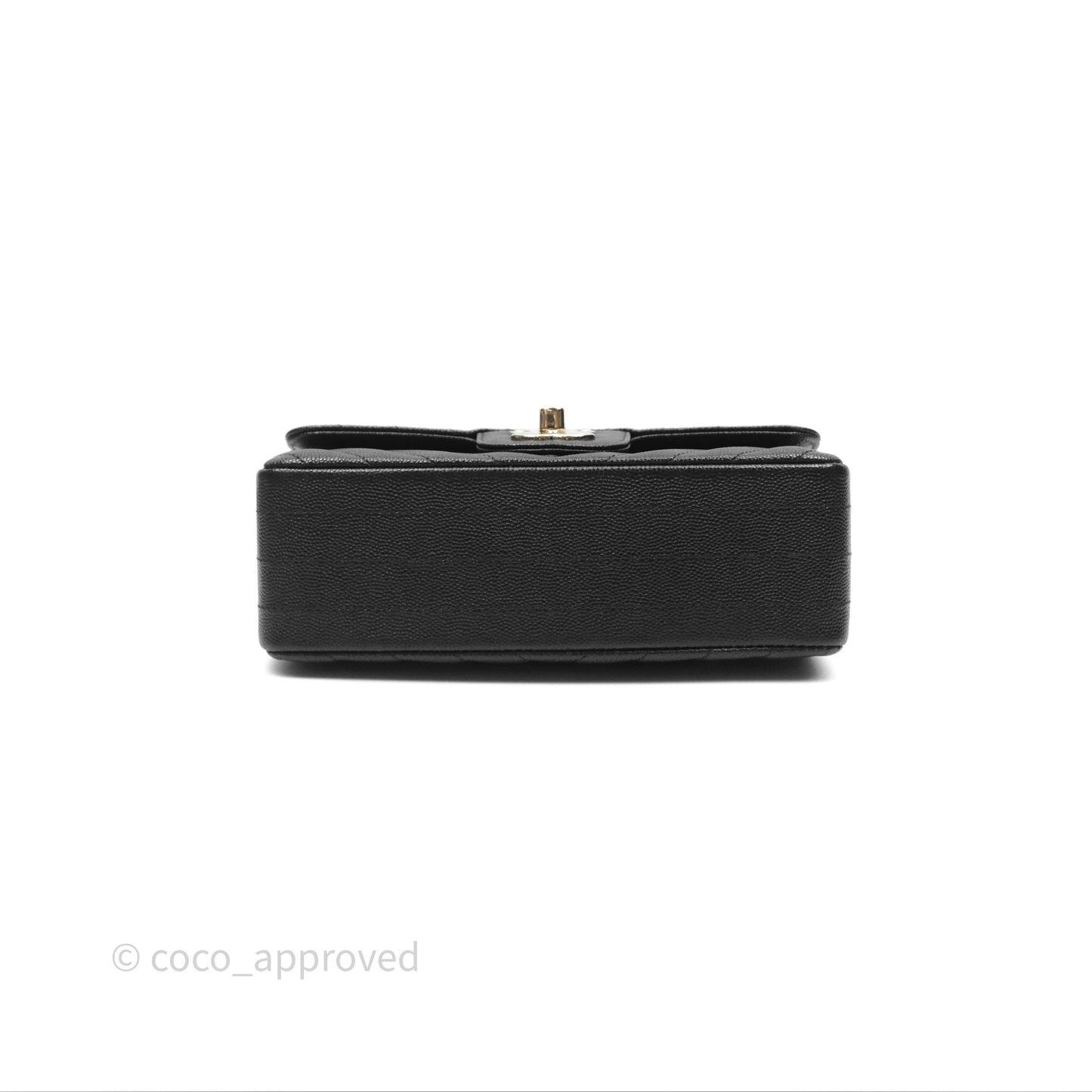 Chanel Chevron Mini Rectangular Flap Black Caviar Gold Hardware