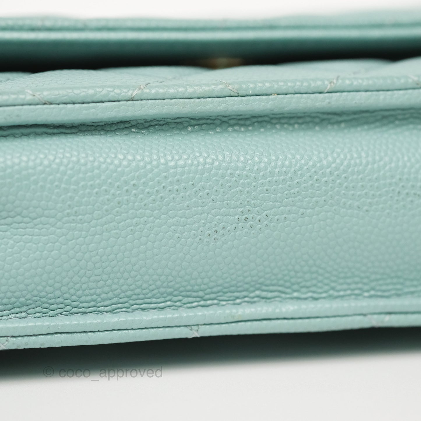 Chanel Quilted Classic Wallet On Chain WOC Tiffany Blue Caviar Gold Hardware
