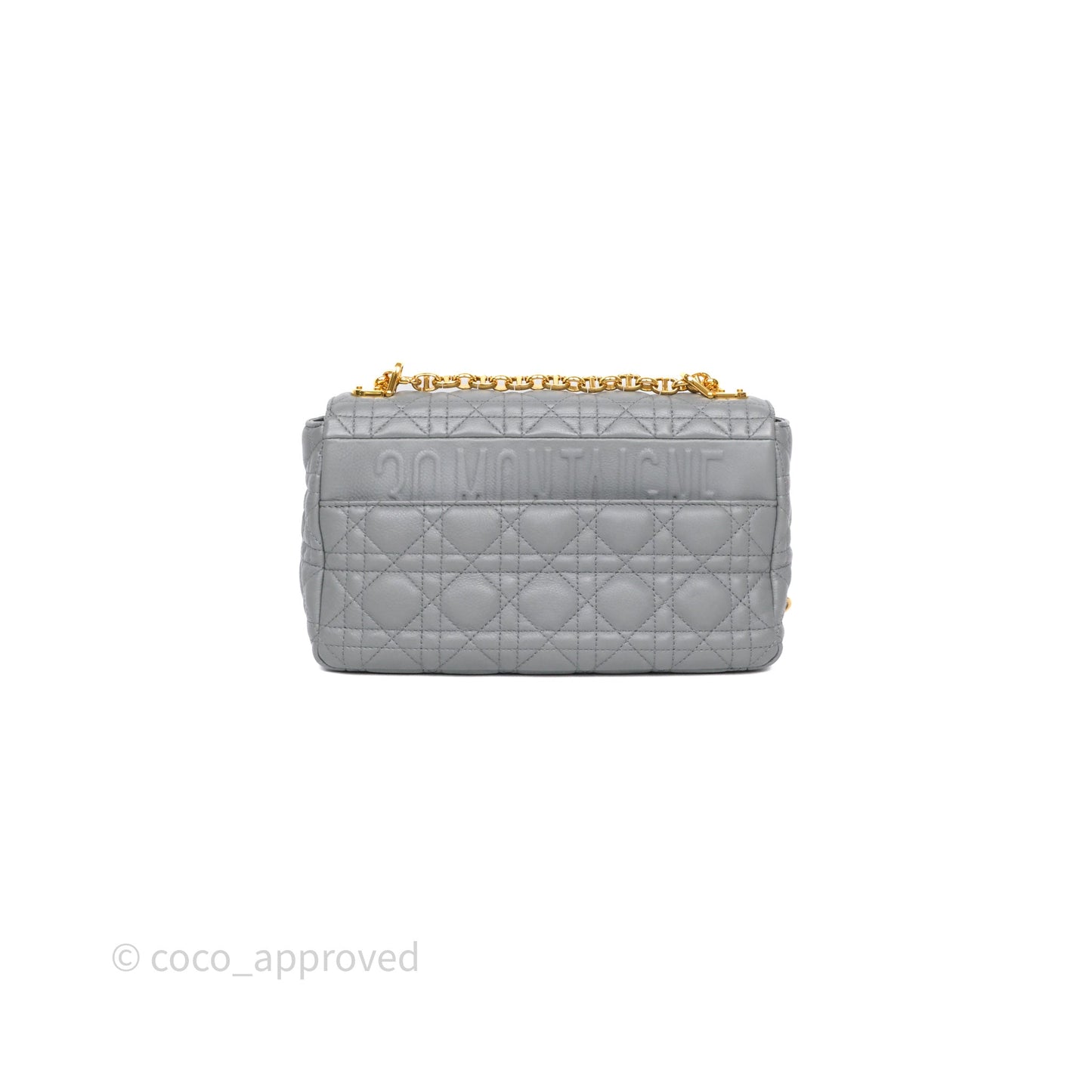 Christian Dior Caro Bag Medium Stone Grey Cannage Calfskin Gold Hardware