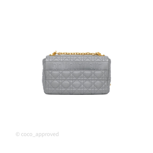 Christian Dior Caro Bag Medium Stone Grey Cannage Calfskin Gold Hardware