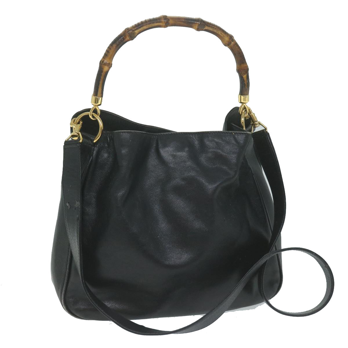 GUCCI Bamboo Shoulder Bag Leather 2way Black  62332