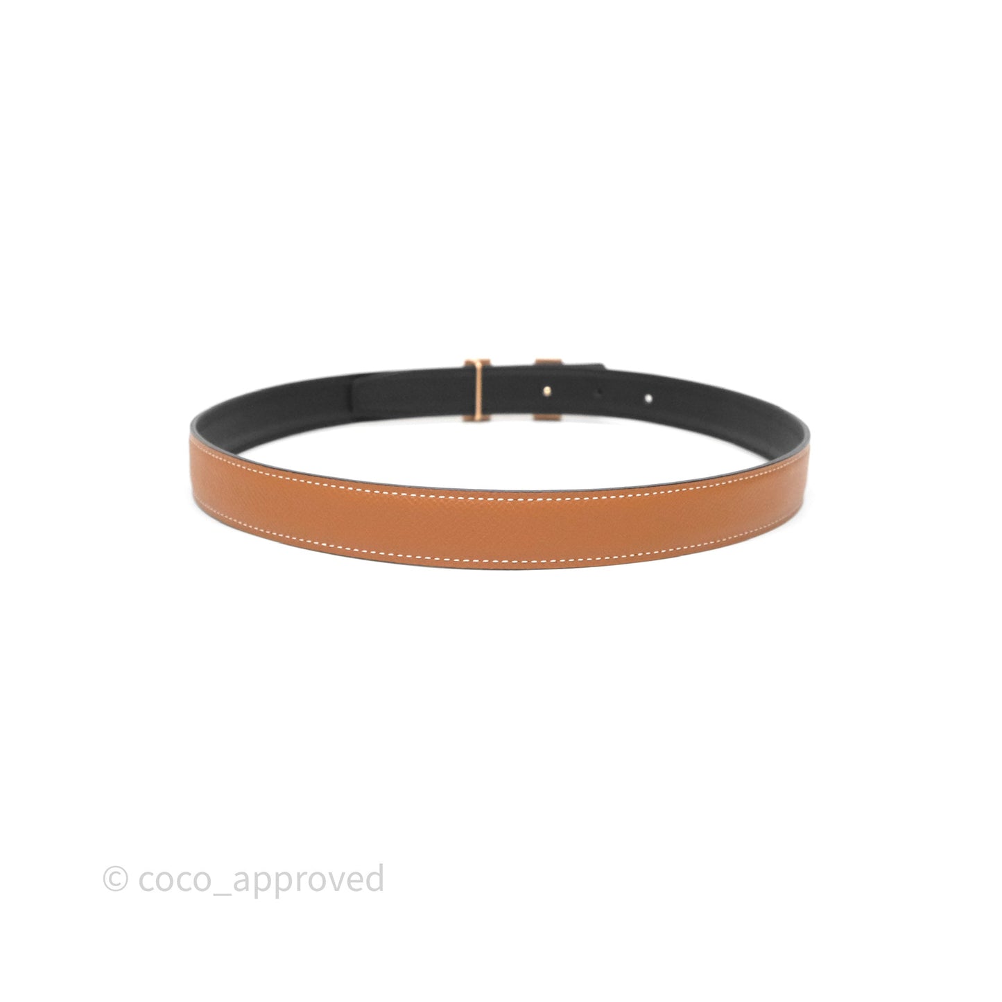Hermès H Belt Buckle & Reversible Strap Noir/Gold Rose Gold Hardware