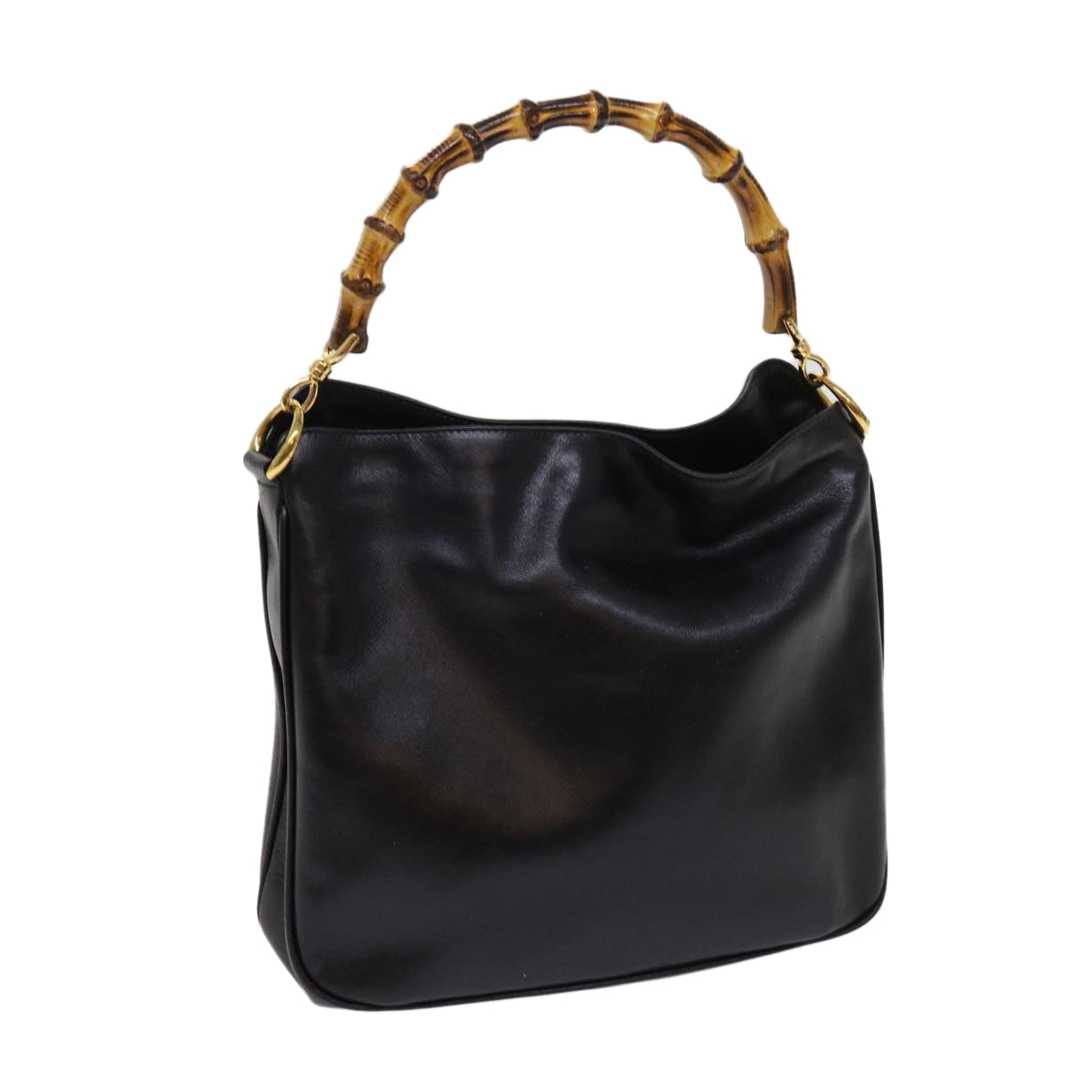 GUCCI Bamboo Hand Bag Leather Black 001 1014 1638  62361