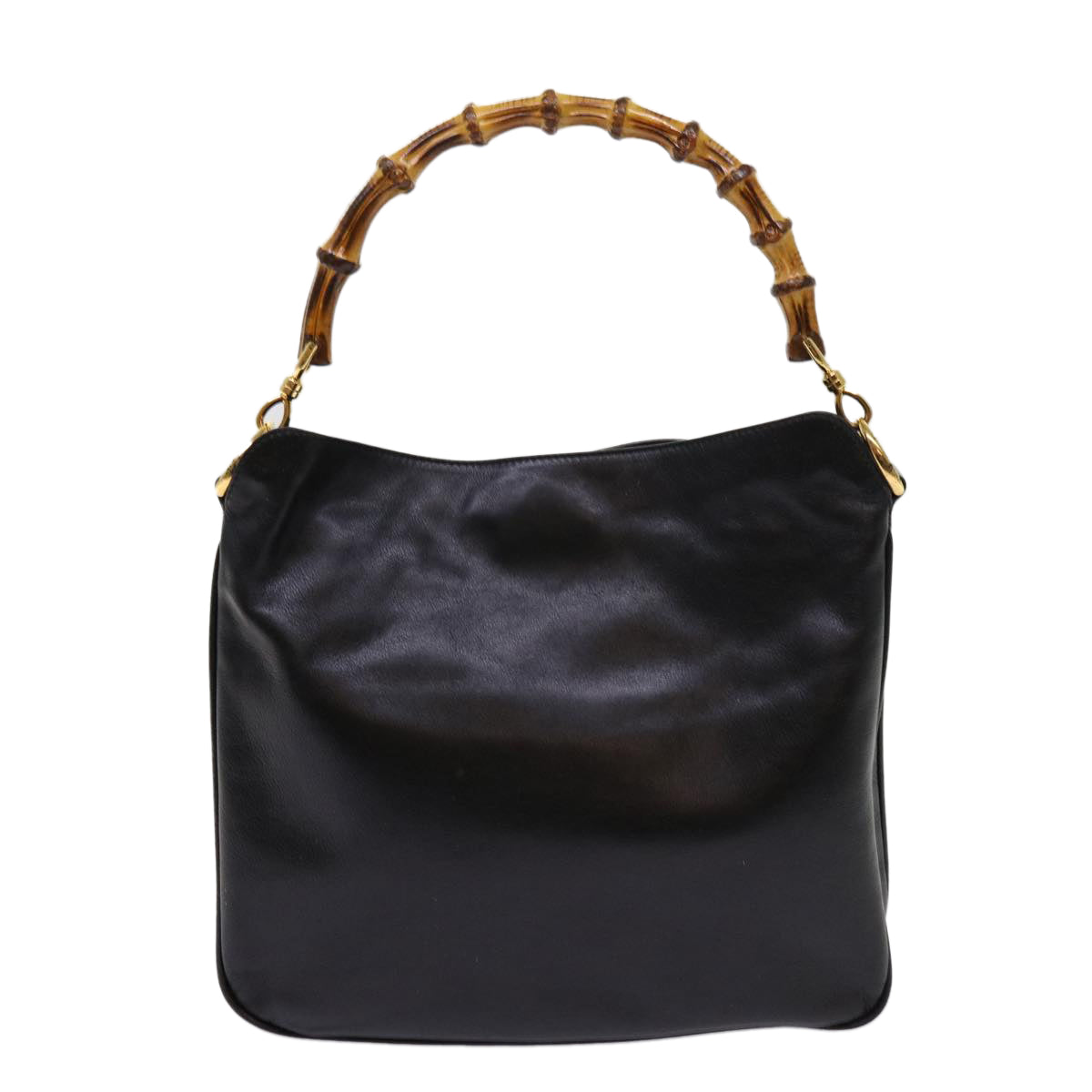 GUCCI Bamboo Hand Bag Leather Black 001 1014 1638  62361