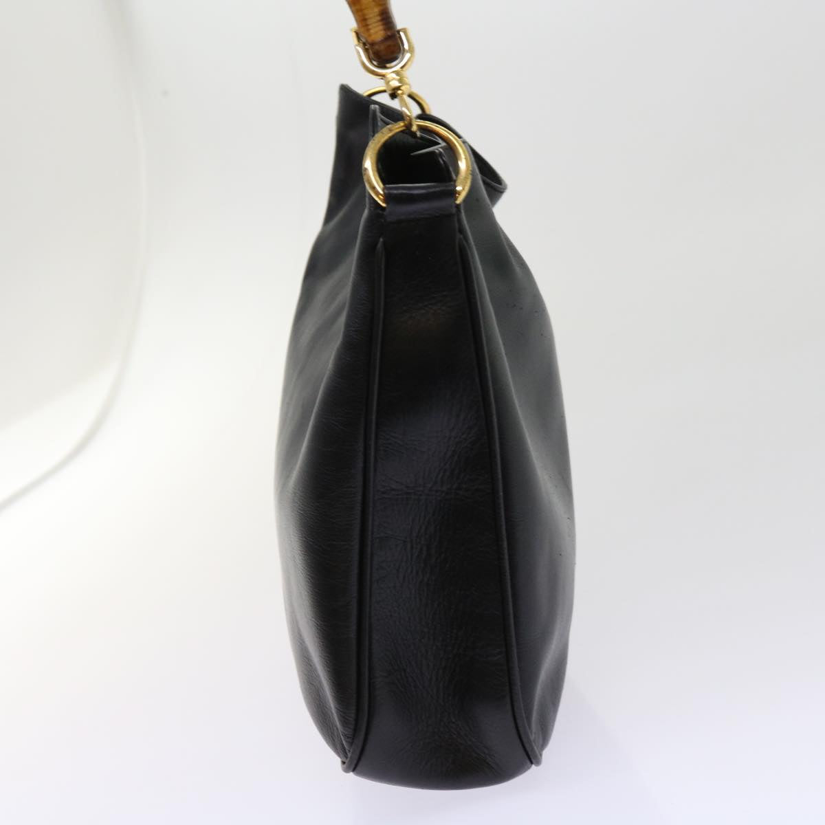 GUCCI Bamboo Hand Bag Leather Black 001 1014 1638  62361