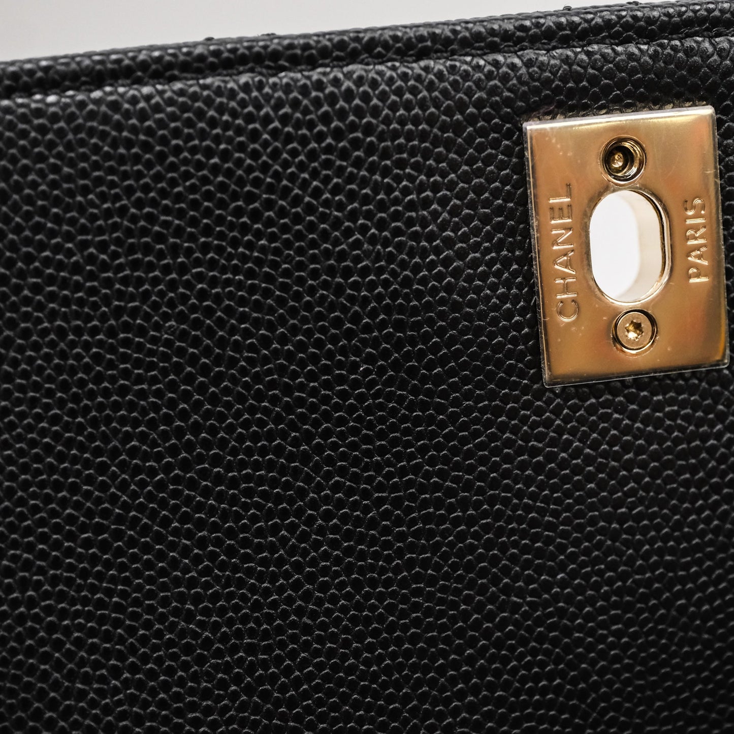 Chanel Small Coco Handle Black Caviar Light Gold Hardware