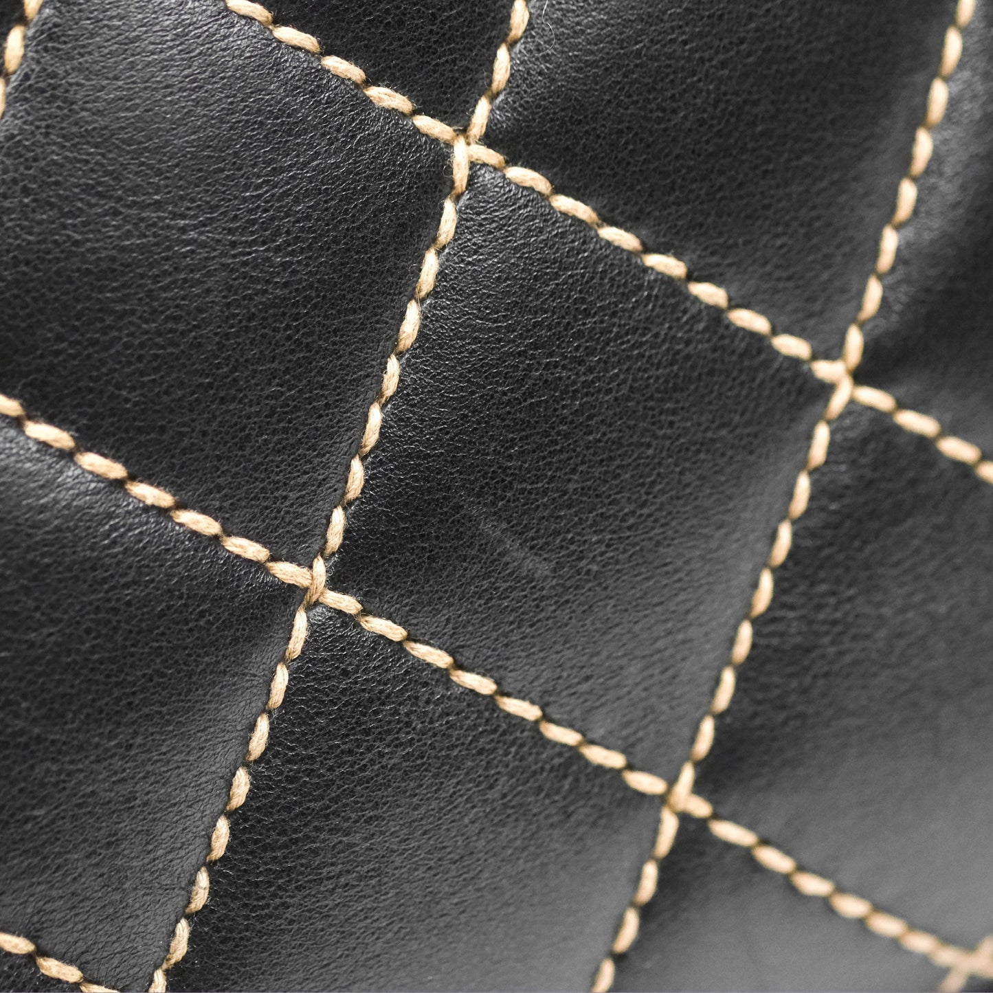 Chanel Vintage Wild Stitch Tote Bag Lambskin Black
