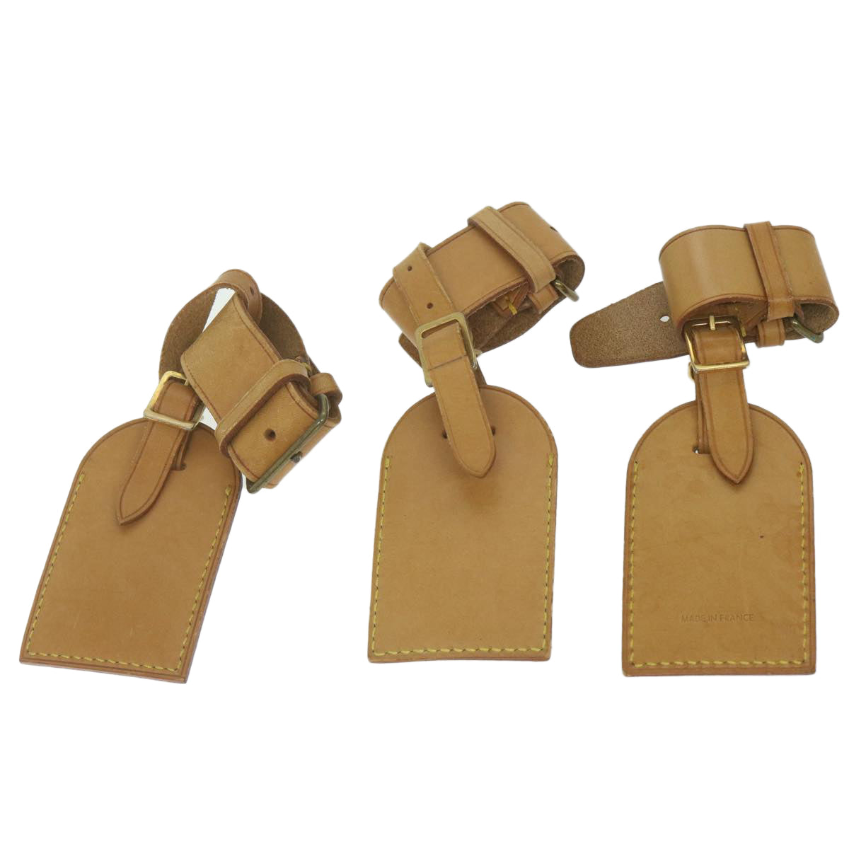 LOUIS VUITTON Powanie Name Tag Leather 10set Beige LV 62376