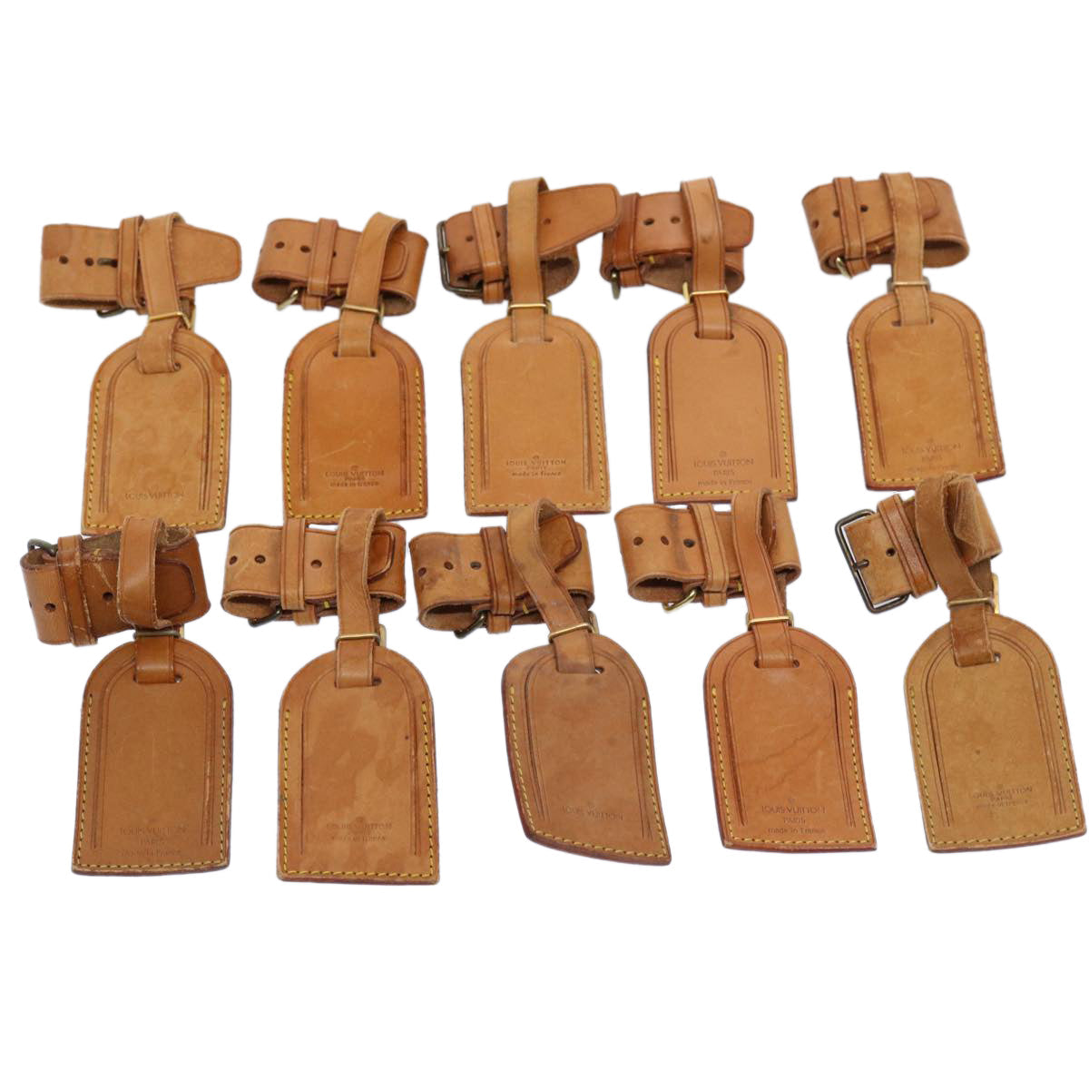 LOUIS VUITTON Powanie Name Tag Leather 10set Beige LV 62377