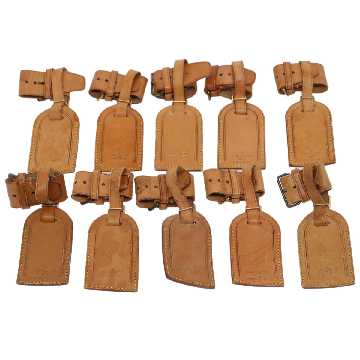LOUIS VUITTON Powanie Name Tag Leather 10set Beige LV 62377