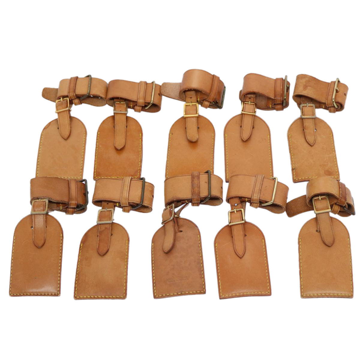 LOUIS VUITTON Powanie Name Tag Leather 10set Beige LV 62377