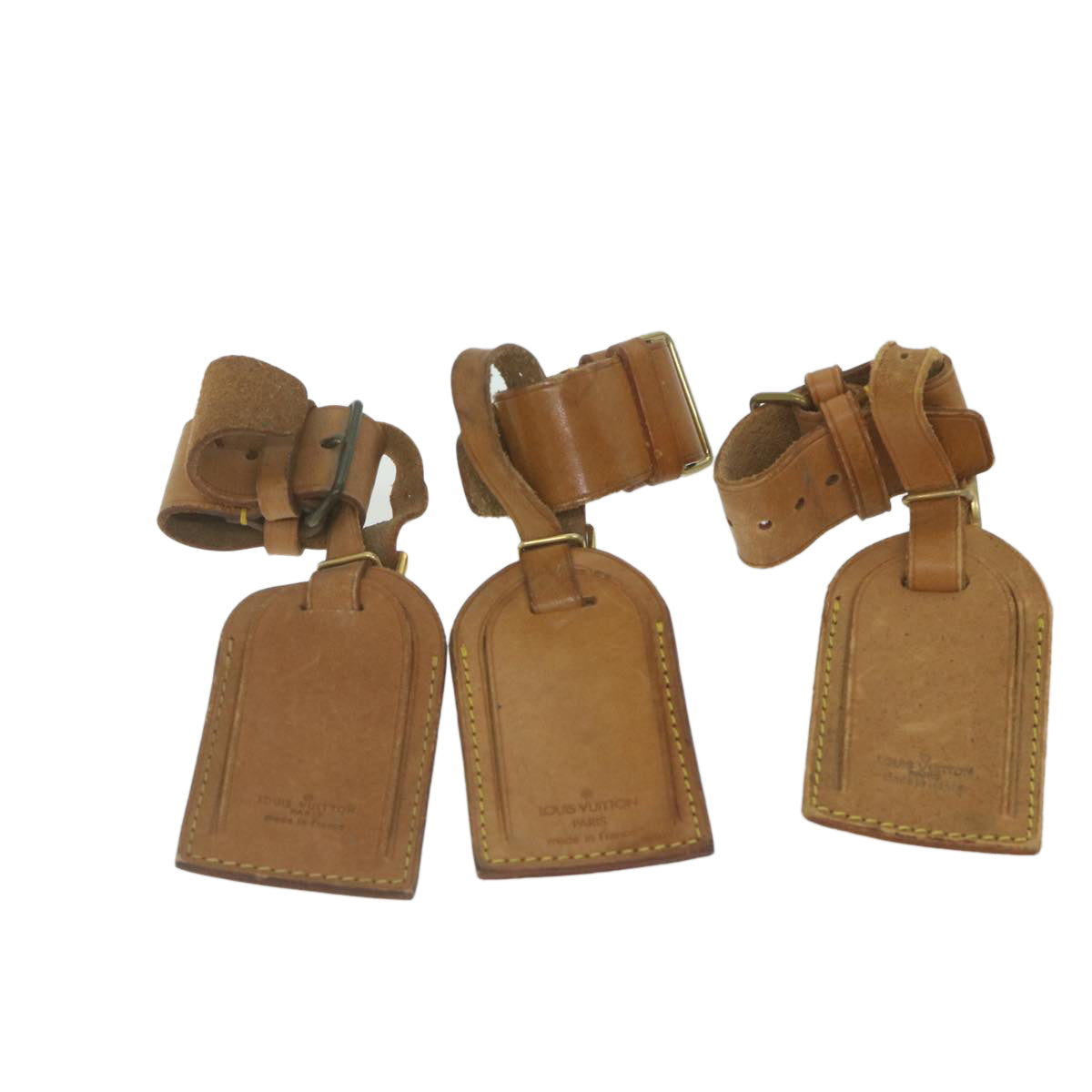 LOUIS VUITTON Powanie Name Tag Leather 10set Beige LV 62378