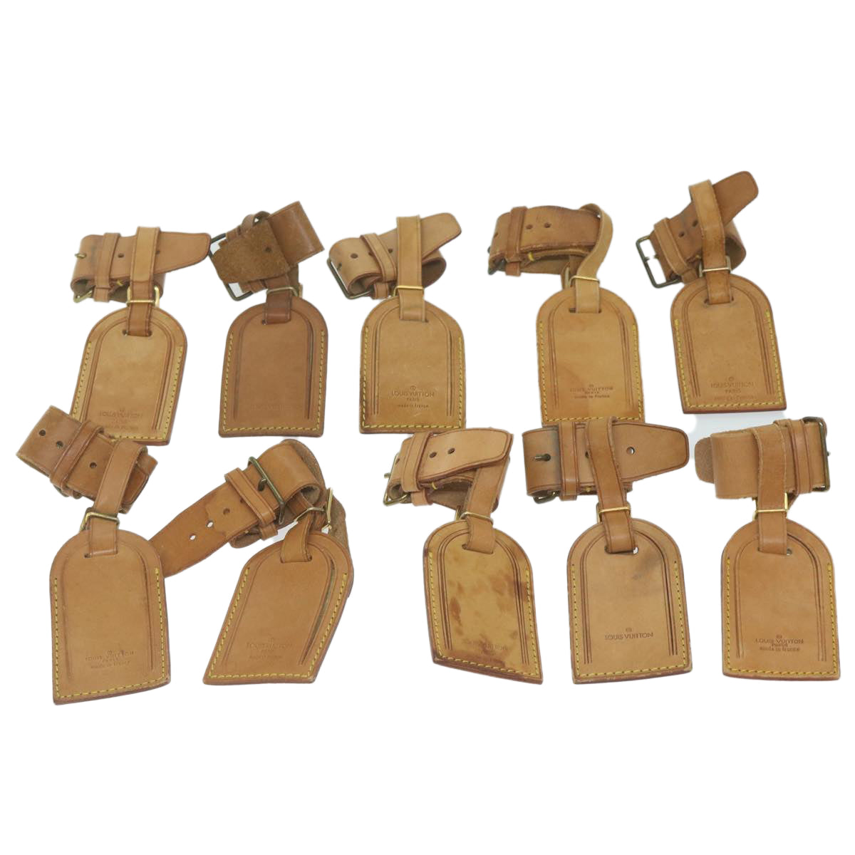 LOUIS VUITTON Powanie Name Tag Leather 10set Beige LV 62379