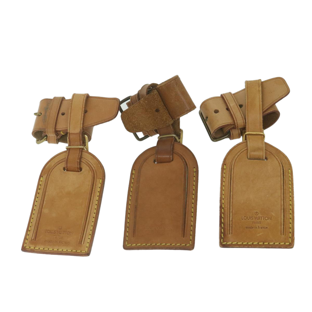 LOUIS VUITTON Powanie Name Tag Leather 10set Beige LV 62379