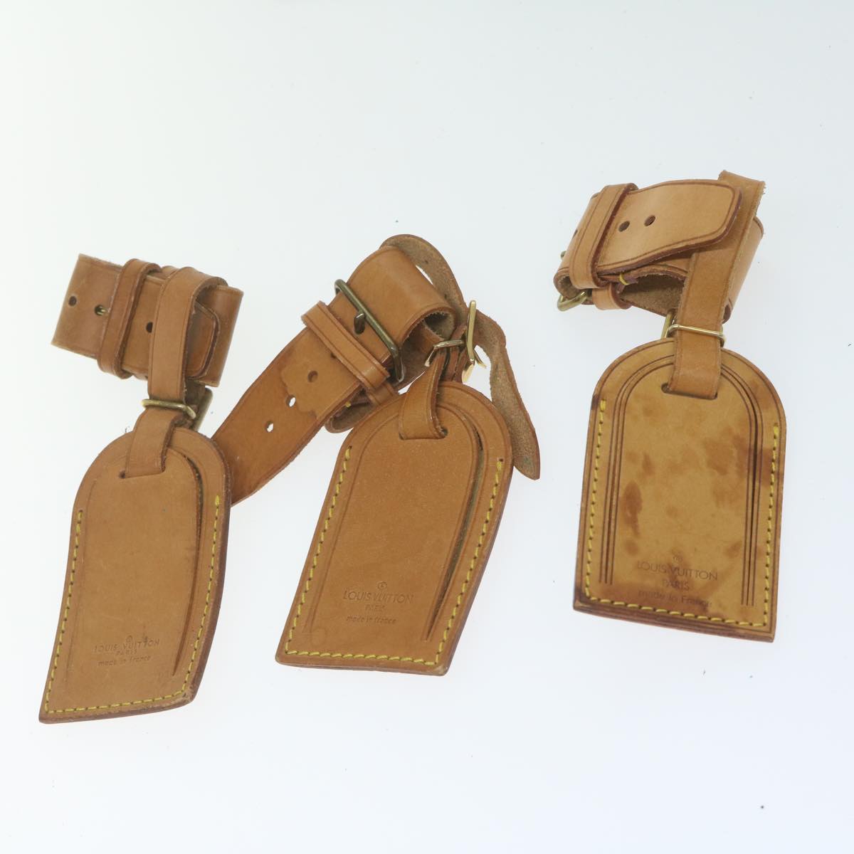 LOUIS VUITTON Powanie Name Tag Leather 10set Beige LV 62379