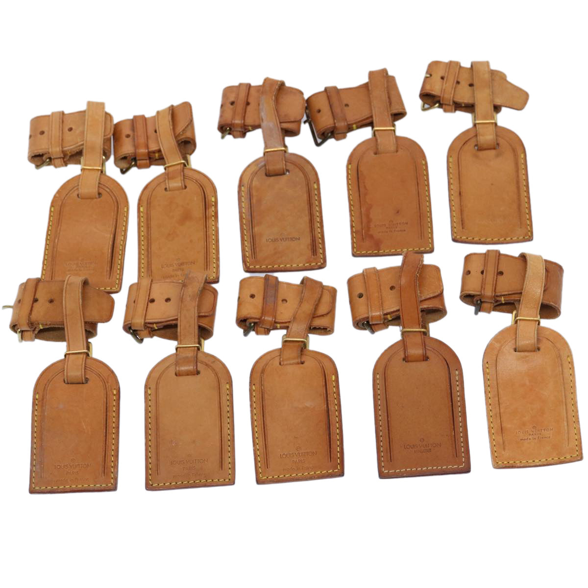 LOUIS VUITTON Powanie Name Tag Leather 10set Beige LV 62380