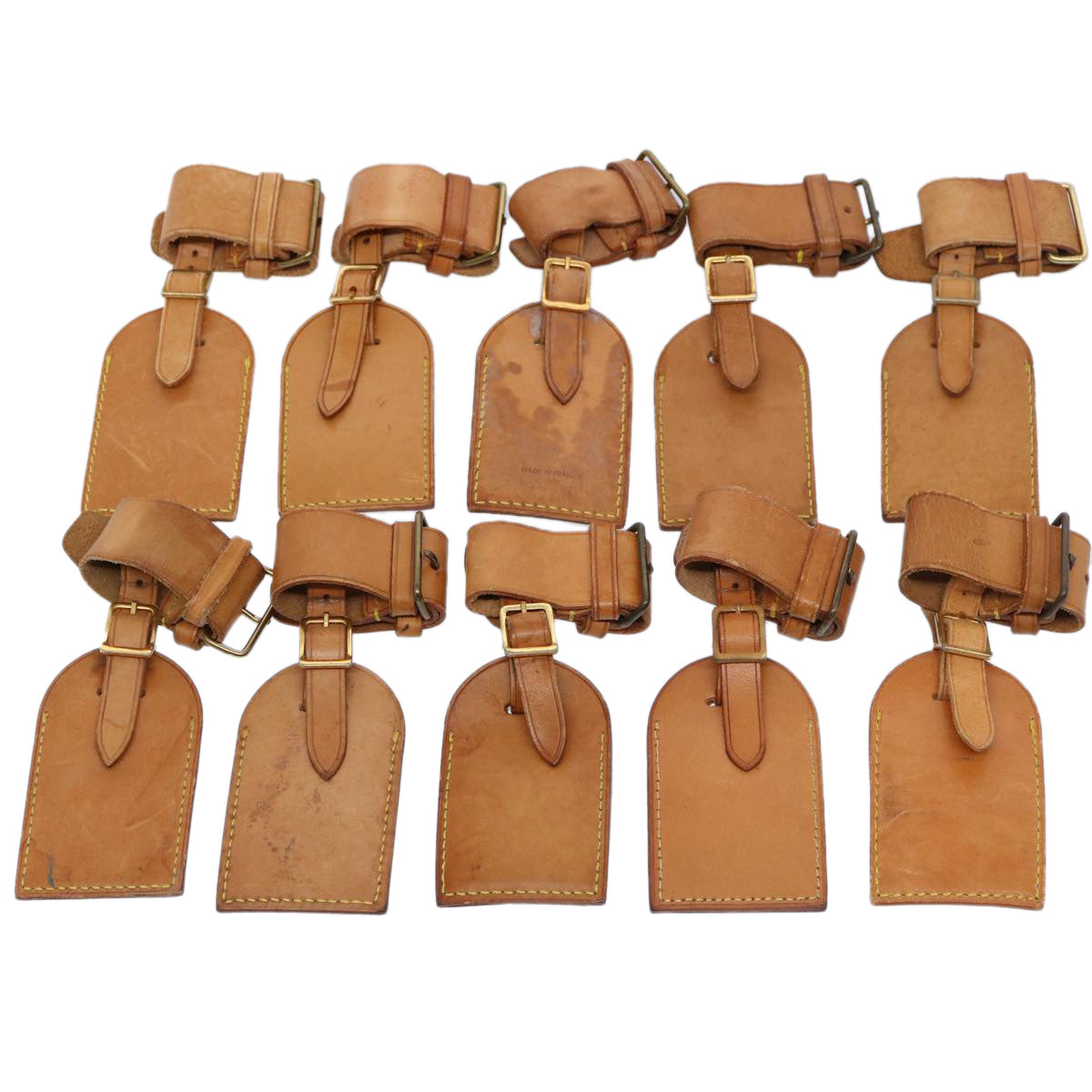 LOUIS VUITTON Powanie Name Tag Leather 10set Beige LV 62380