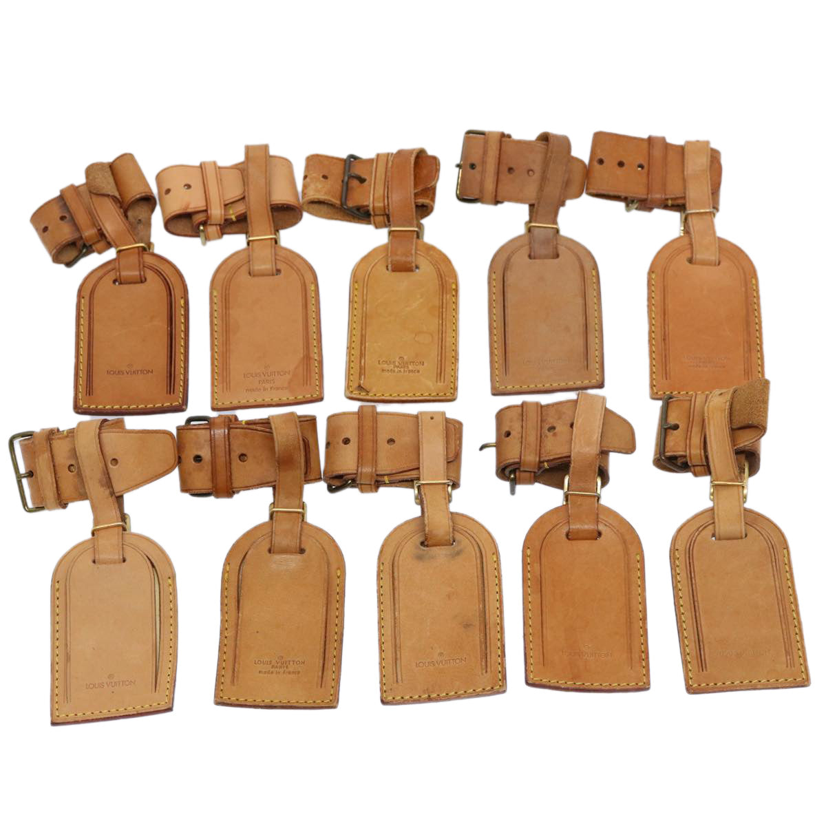 LOUIS VUITTON Powanie Name Tag Leather 10set Beige LV 62381