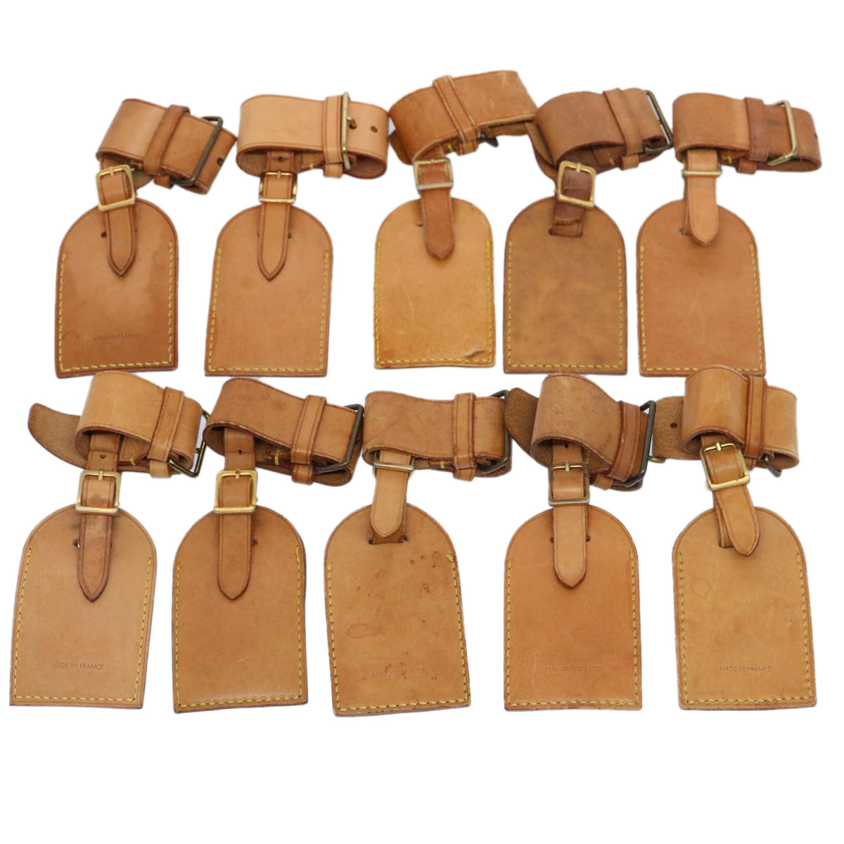 LOUIS VUITTON Powanie Name Tag Leather 10set Beige LV 62381