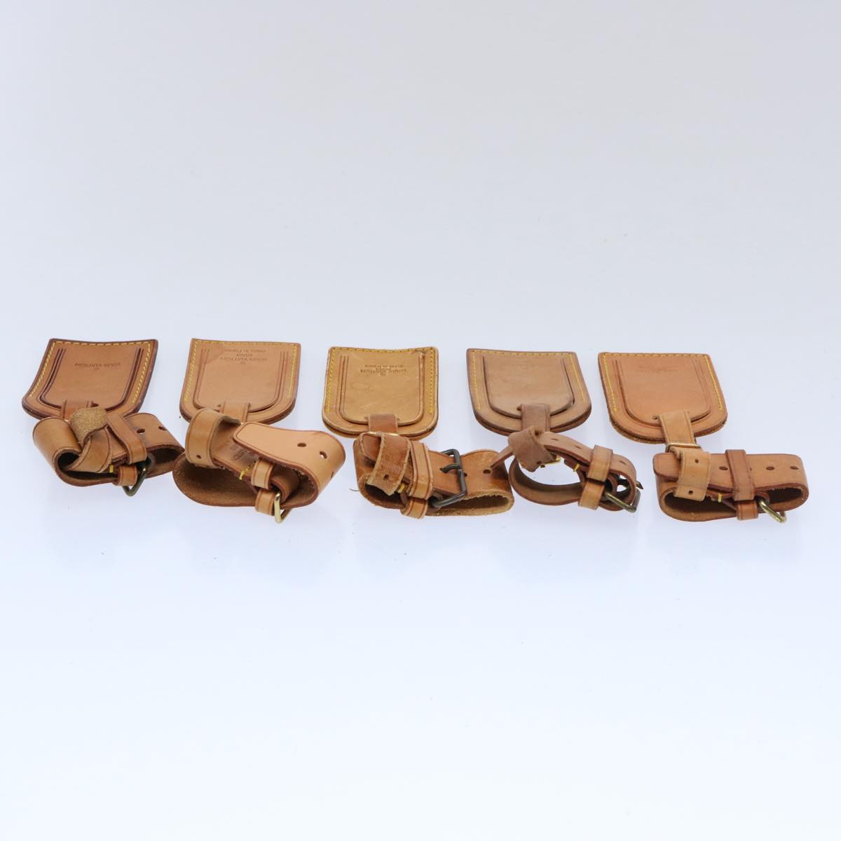 LOUIS VUITTON Powanie Name Tag Leather 10set Beige LV 62381