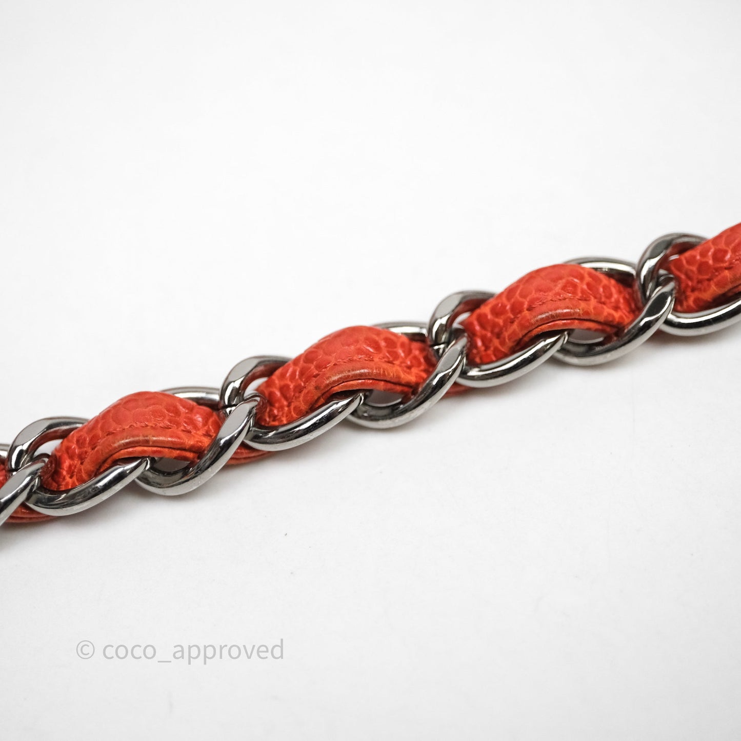 Chanel Flap Bag Caviar Orange Silver Hardware