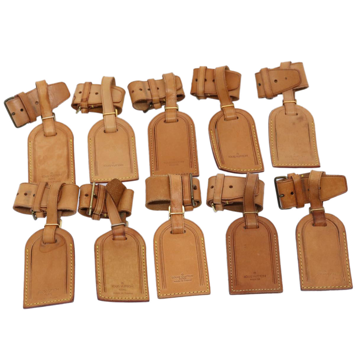 LOUIS VUITTON Powanie Name Tag Leather 10set Beige LV 62382