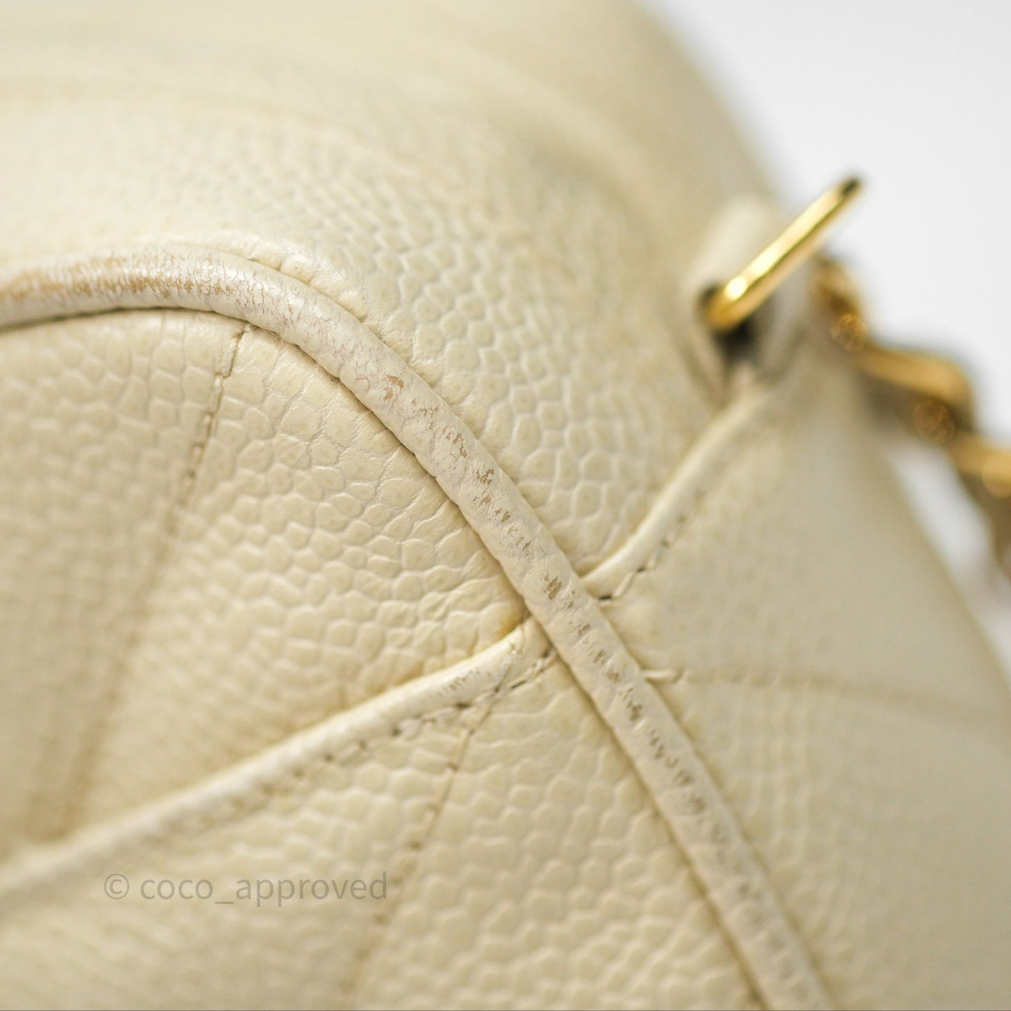 Chanel Vintage Chevron Camera Bag Light Beige Caviar Gold Hardware