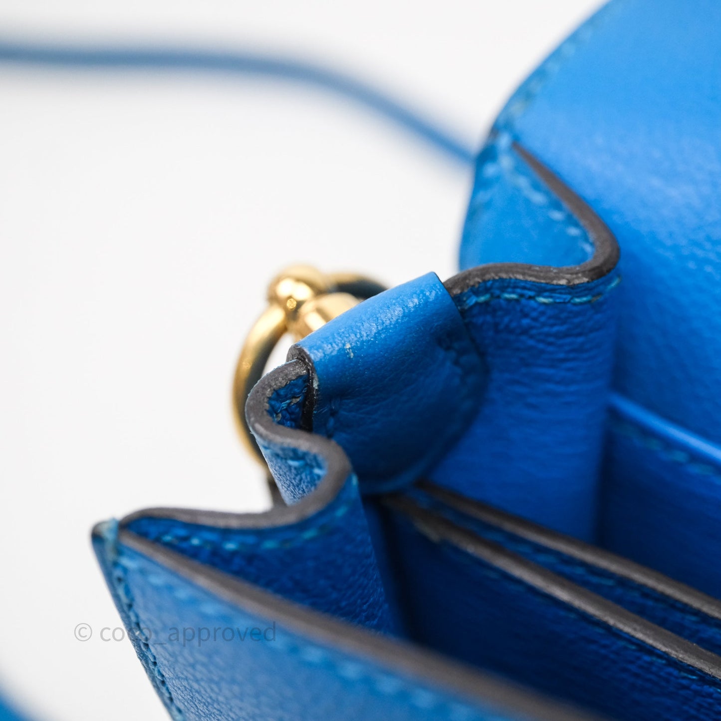 Hermès Roulis Mini 18 Bleu Zanzibar B3 Evercolor Gold Hardware