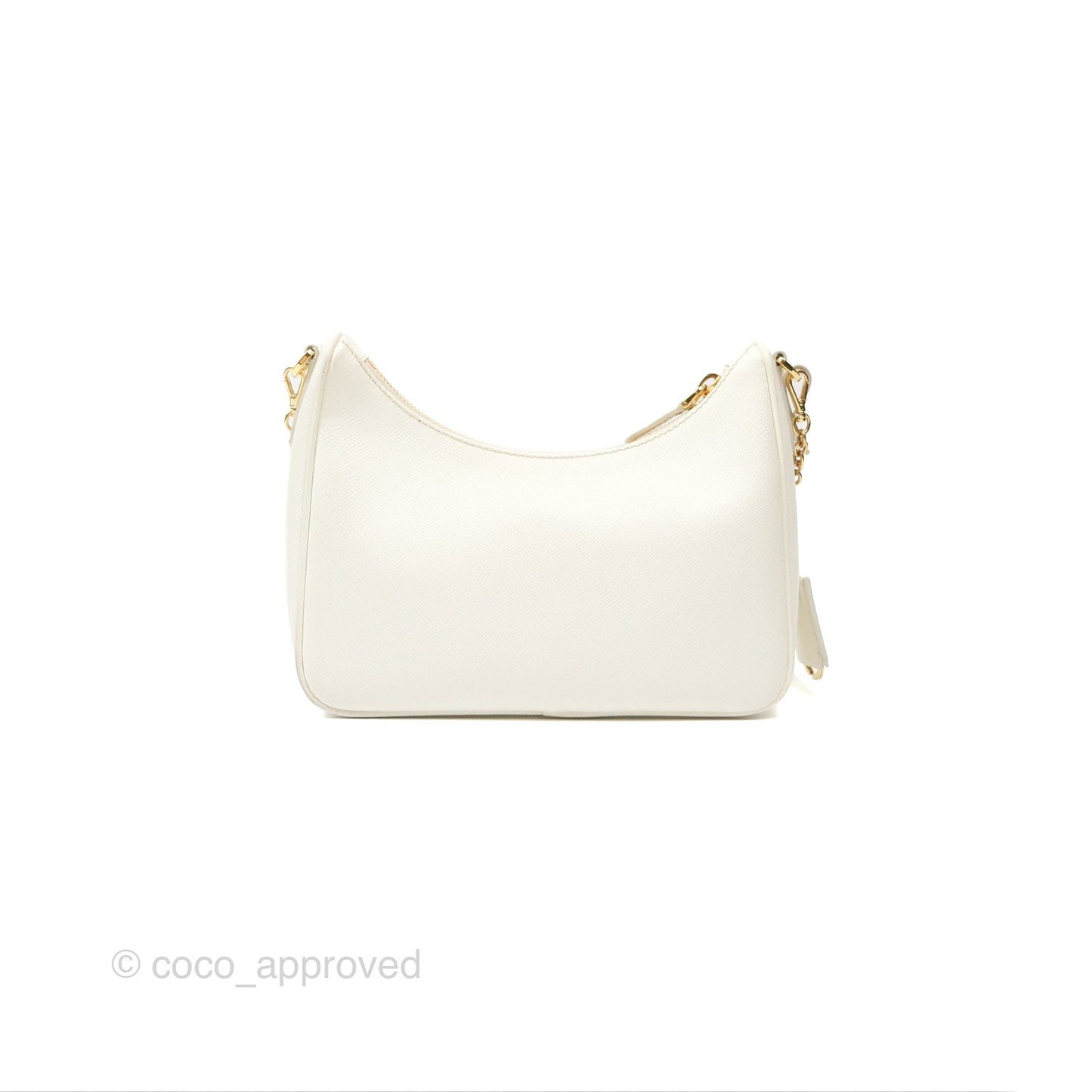 Prada Re-Edition 2005 Ivory White Saffiano Leather Bag Gold Hardware
