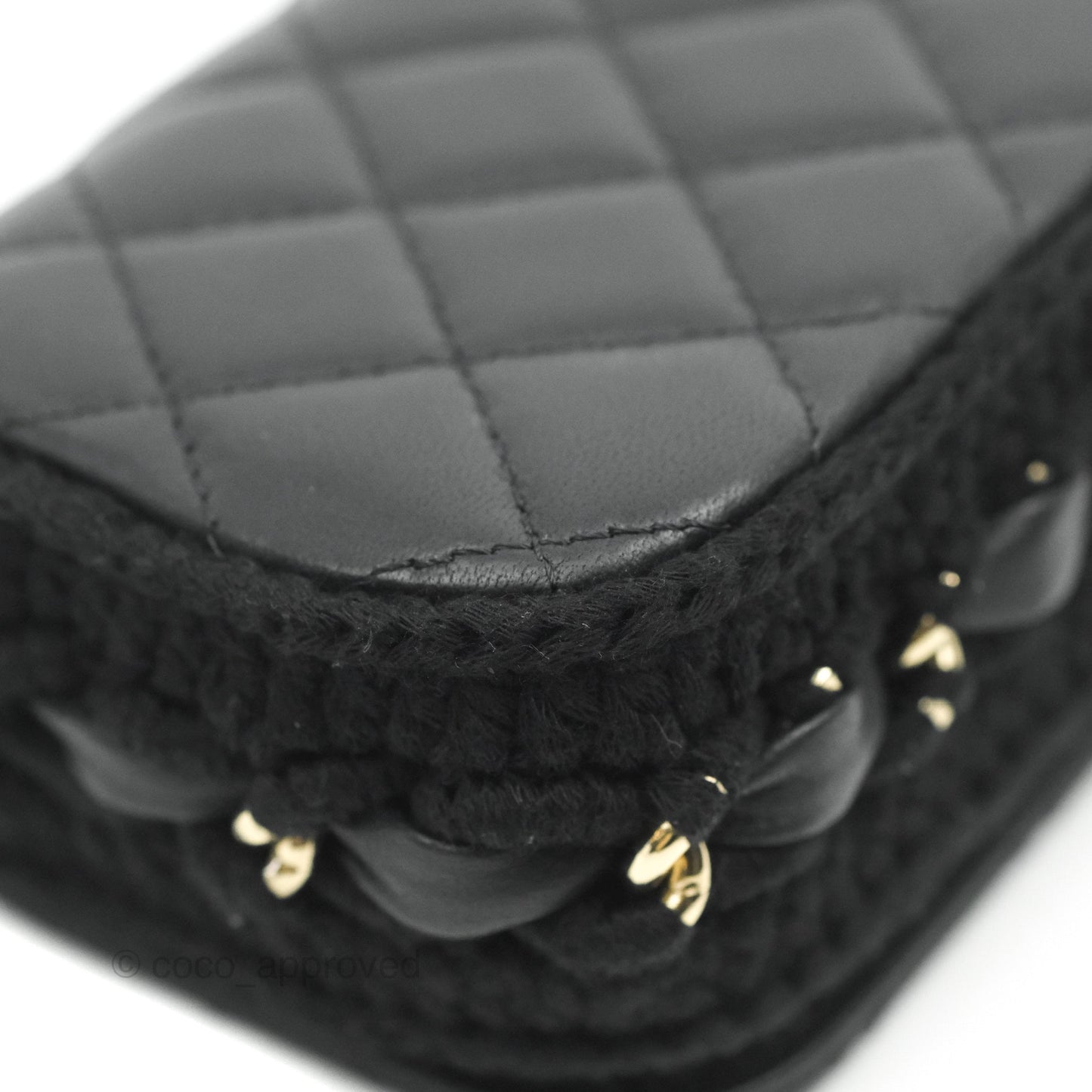 Chanel Mini Bag Black Lambskin Crochet Gold Hardware 22C