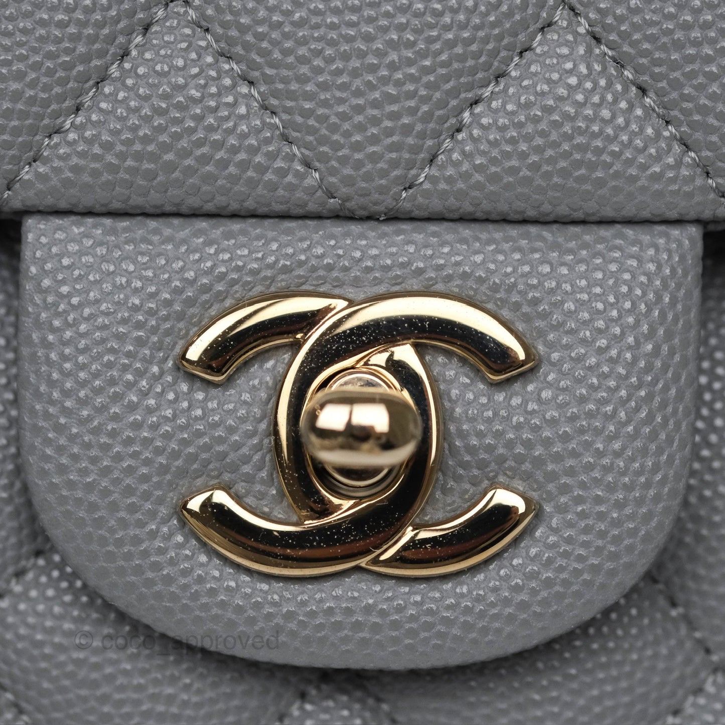 Chanel Classic M/L Medium Flap Quilted Grey Caviar Gold Hardware