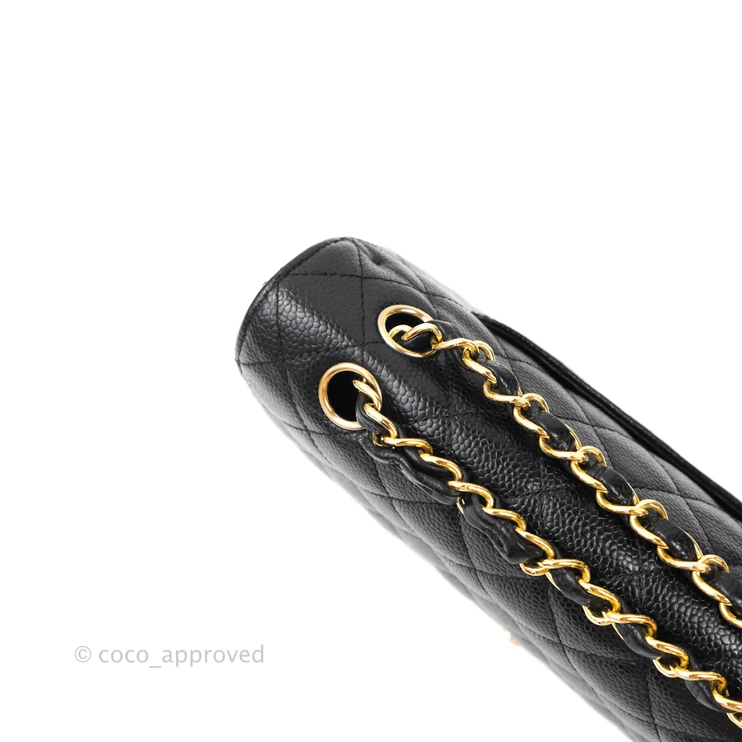 Chanel Quilted M/L Medium Double Flap Black Caviar Gold Hardware