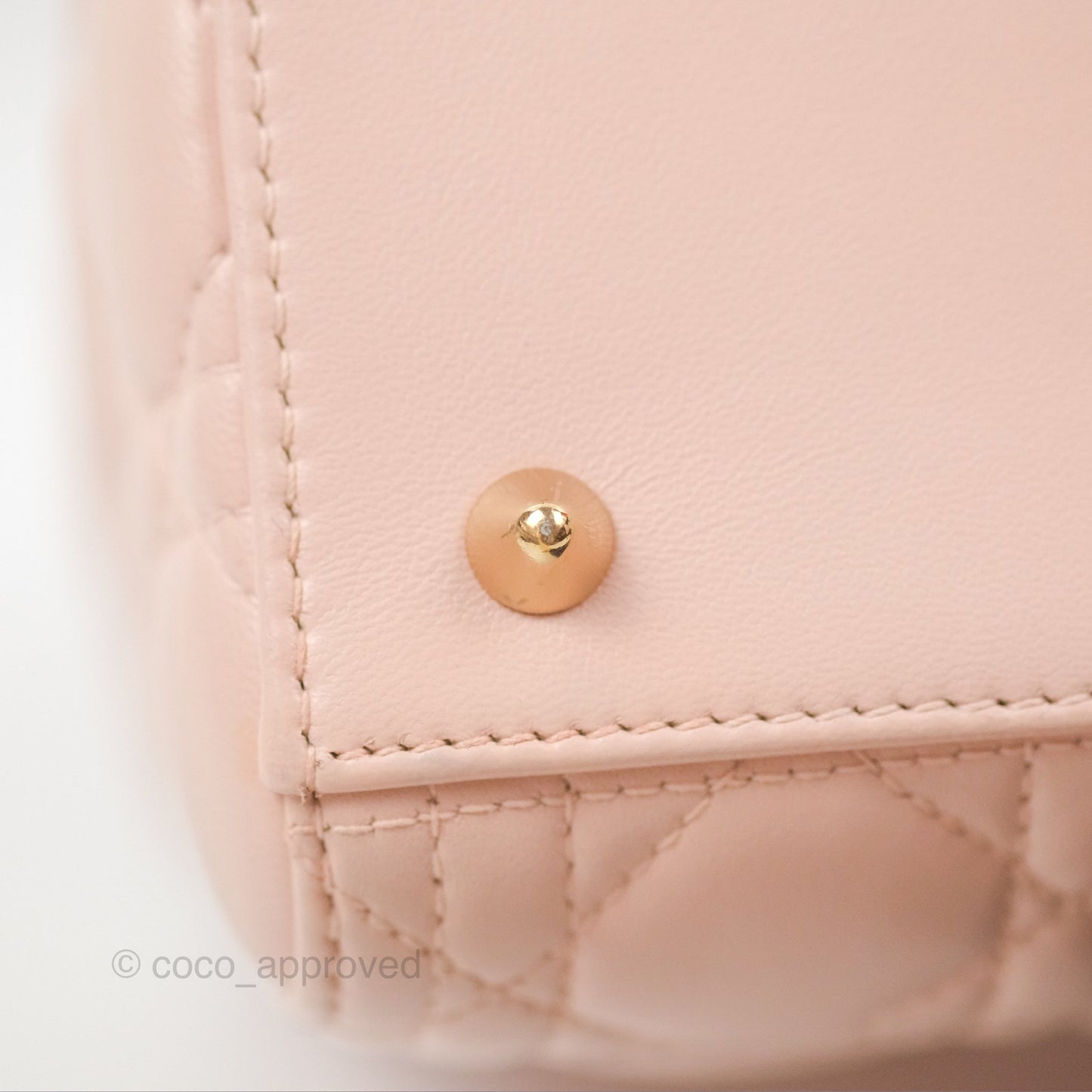 Christian Dior Medium Lady Dior Cannage Light Pink Lambskin Gold Hardware