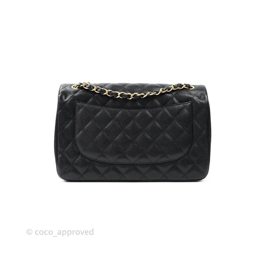 Chanel Jumbo Double Flap Black Caviar Gold Hardware⁣⁣