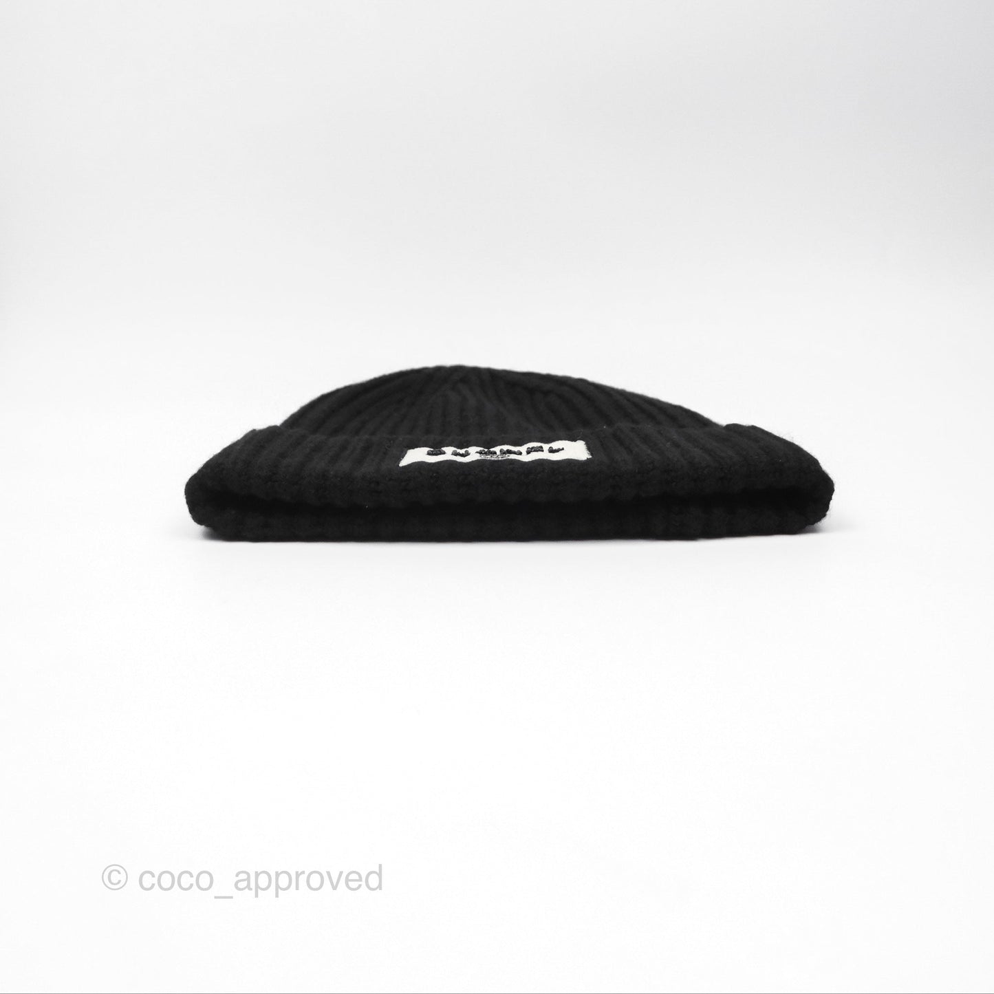 Chanel Sequin Logo Cashmere Beanie Black