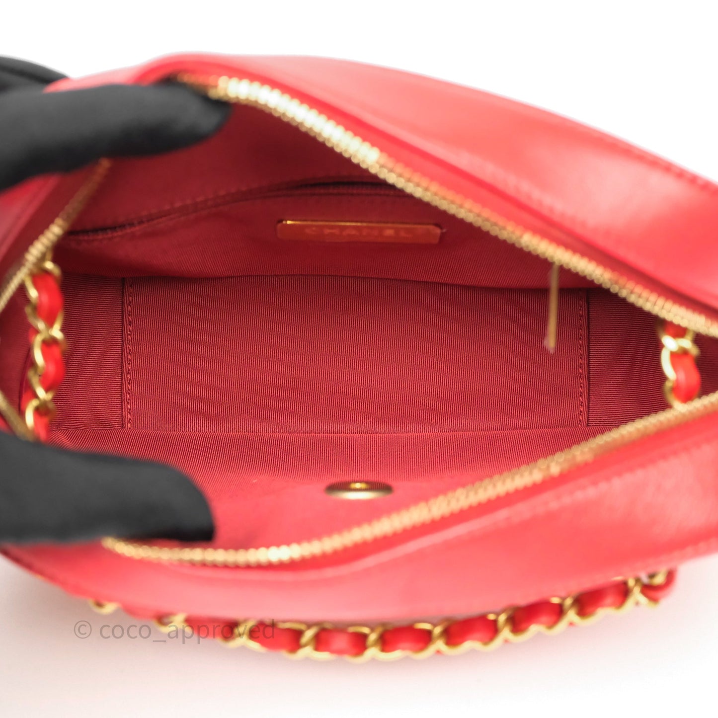 Chanel Infinity Camera Case Red Goatskin Aged Gold Hardware