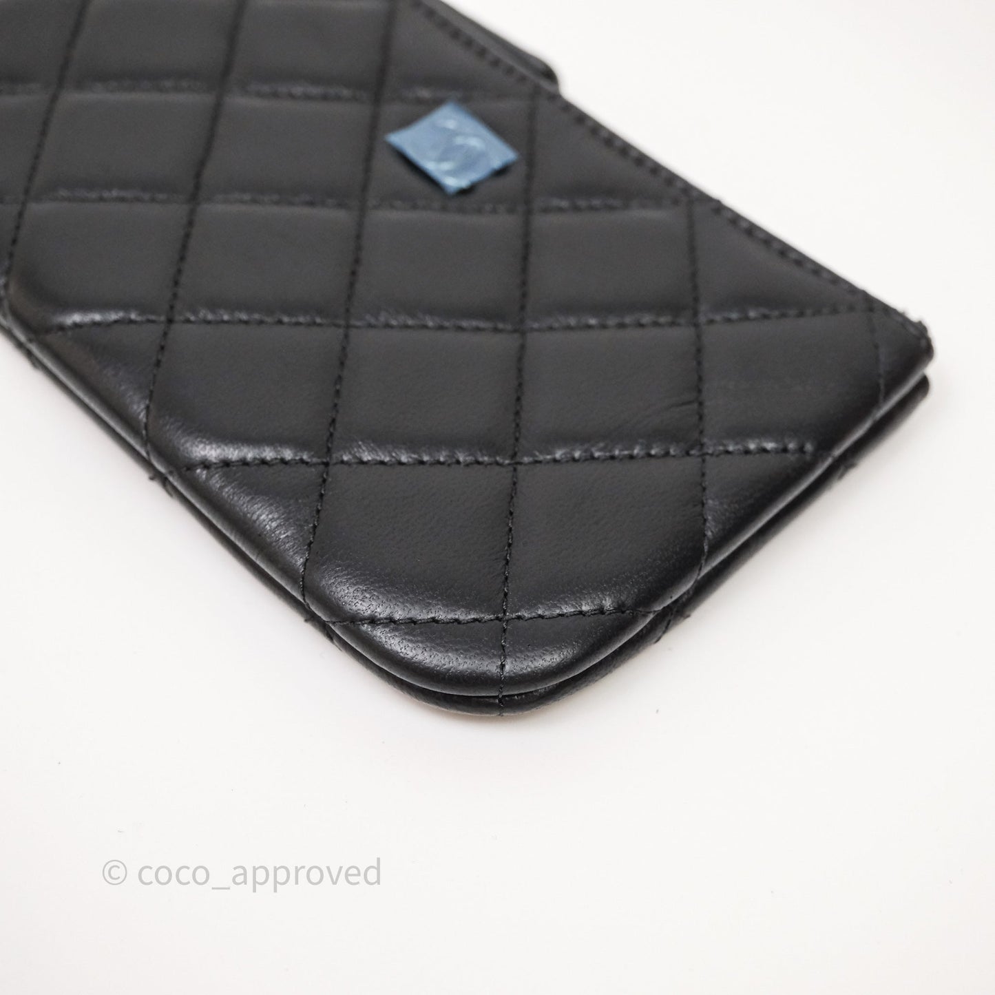 Chanel Classic Mini Quilted O Case So Black Lambskin Black Hardware