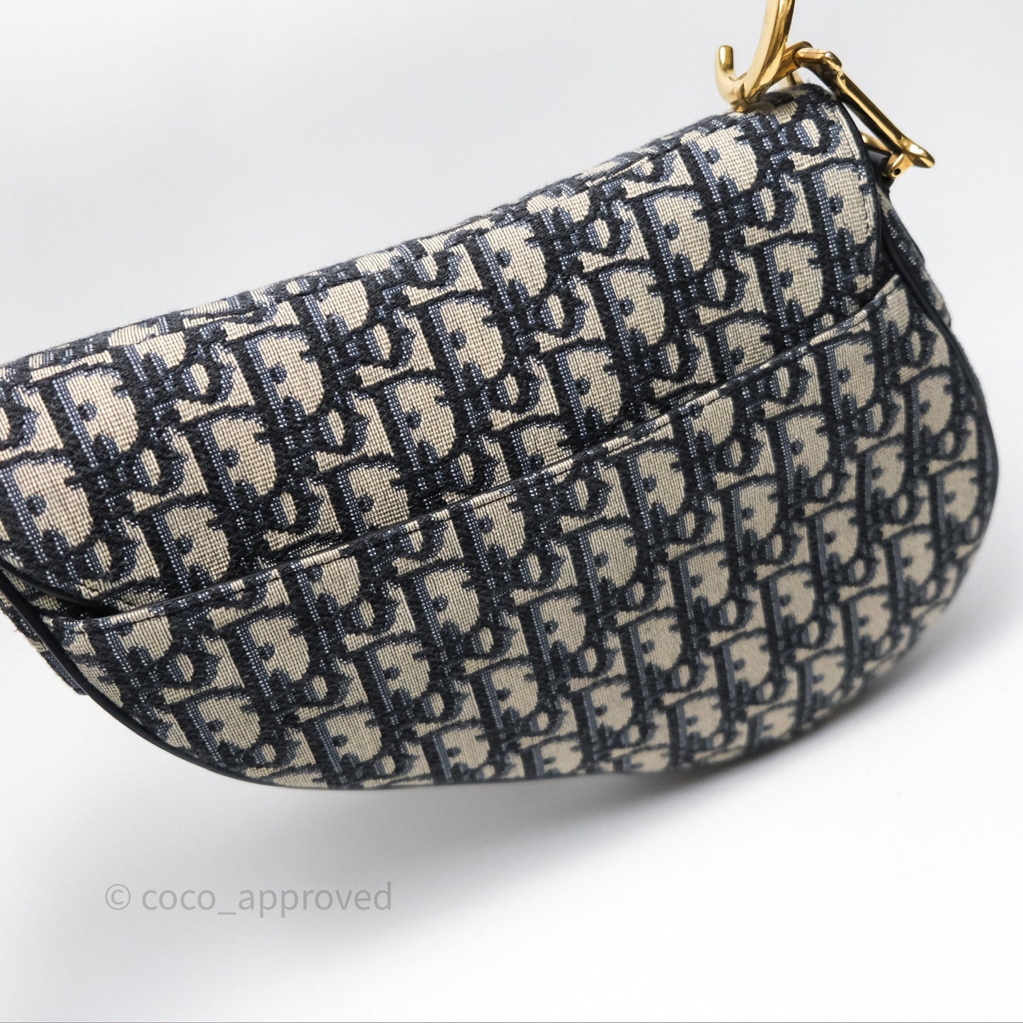 Christian Dior Saddle Bag Blue Oblique Jacquard Gold Hardware