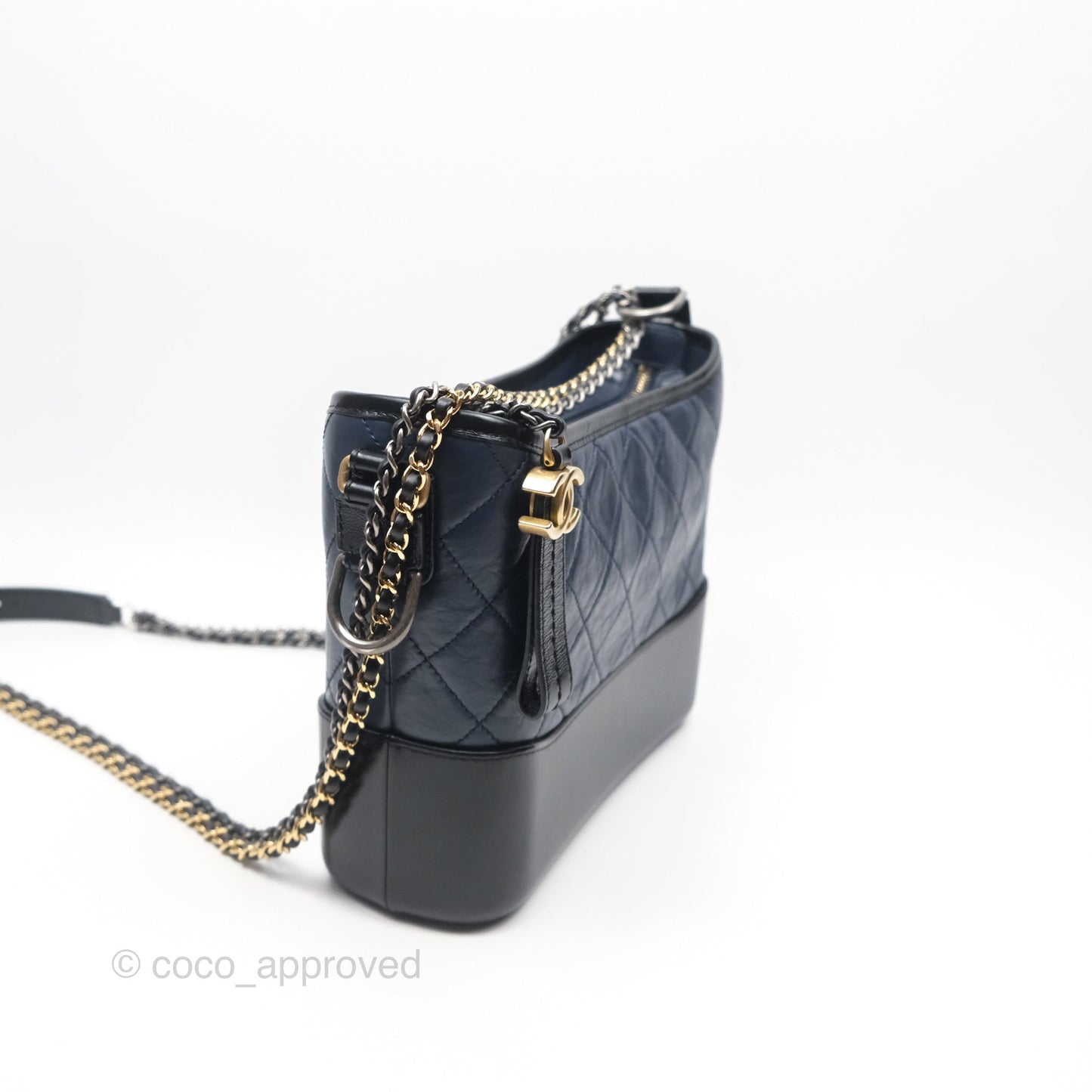 Chanel New Medium Gabrielle Hobo Quilted Navy Black Aged Calfskin