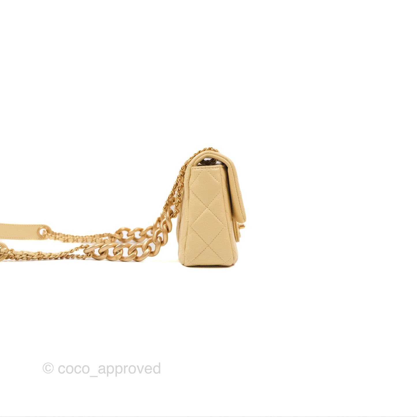Chanel Small Flap Bag with Chain Strap Yellow Lambskin Aged Gold Hardware