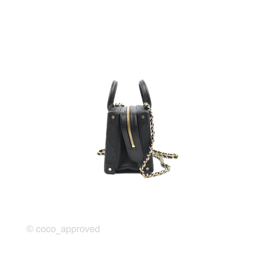 Chanel Quilted Vanity Case with Chain Black Calfskin Gold Hardware 22B