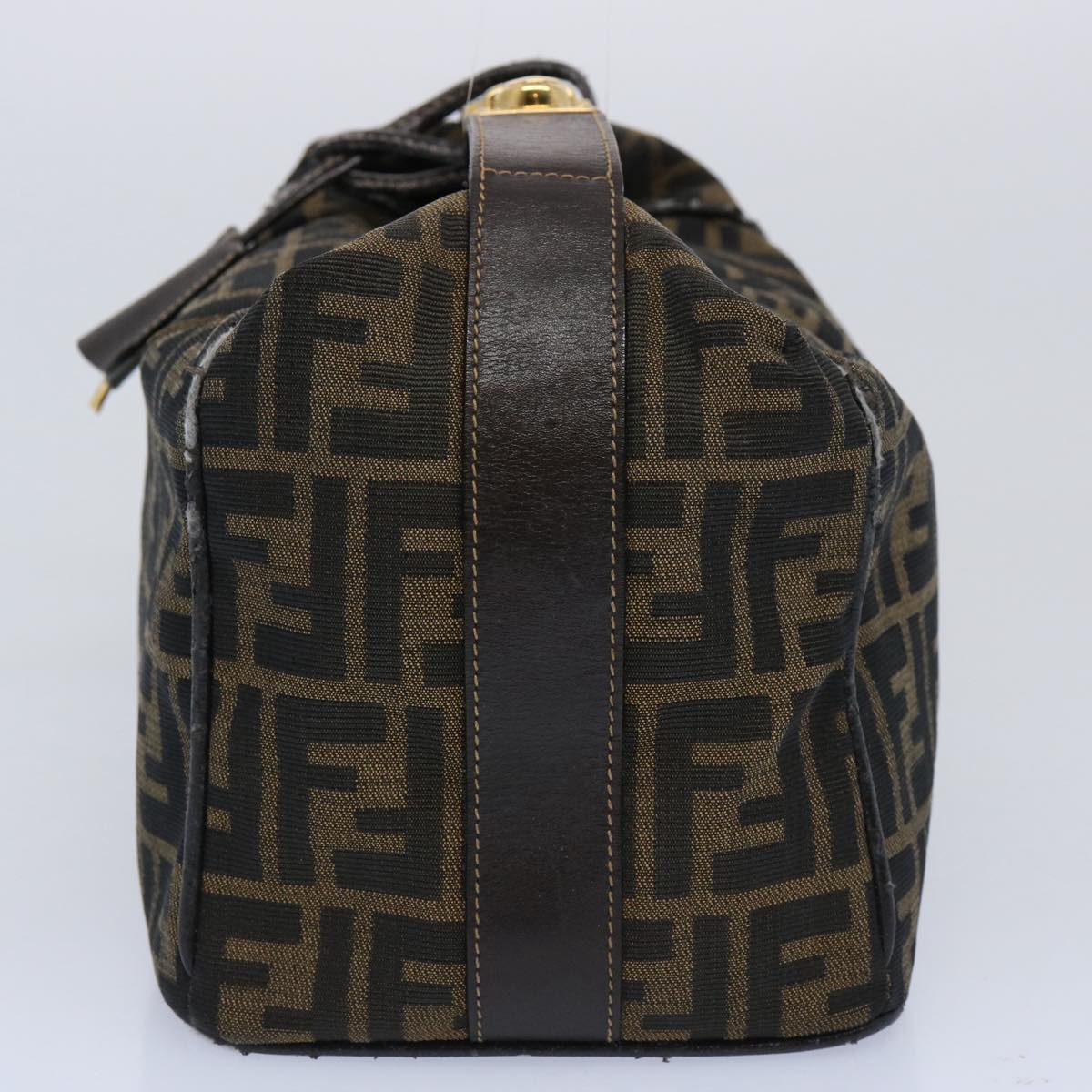 Luxury FendiZucca Canvas Vanity pouch Hand Bag Nylon Brown Black62446
