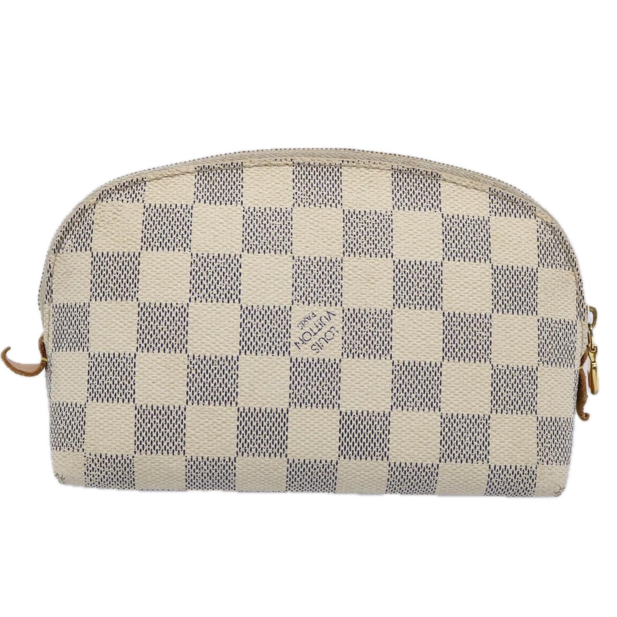 LOUIS VUITTON Damier Azur Pochette Cosmetic PM Pouch N60024 LV 62459